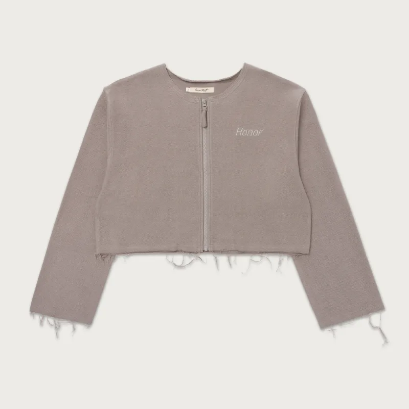 Honor Round Crop Zip Crew - Grey sold by Honor the Gift