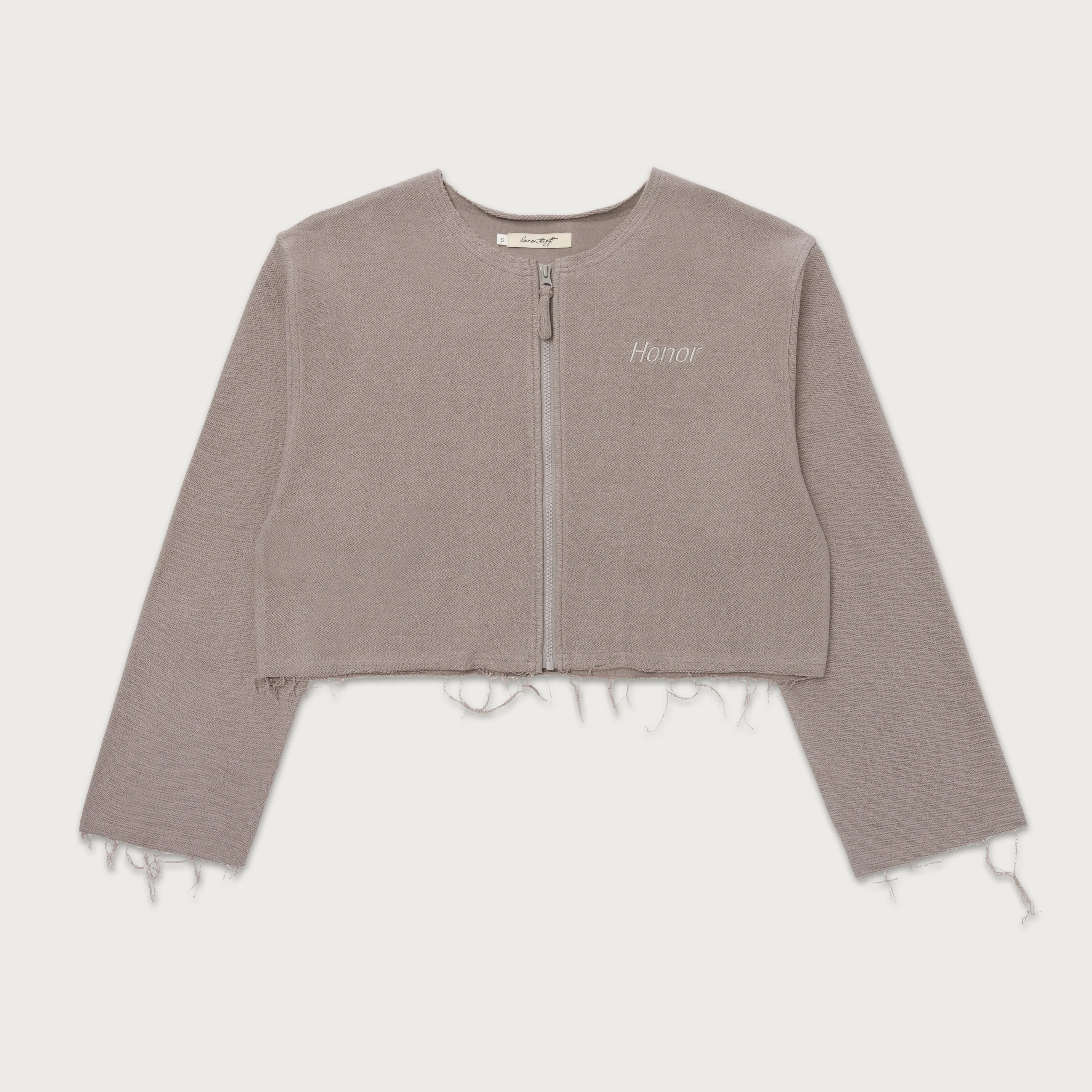 Honor Round Crop Zip Crew - Grey sold by Honor the Gift