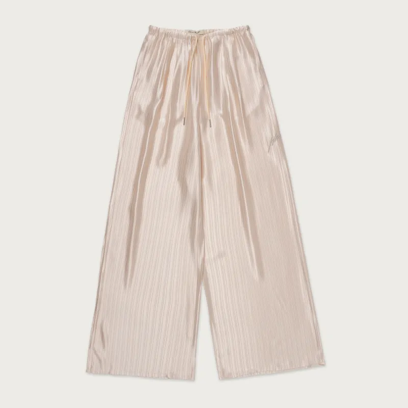 Loose Satin Stripe Wide Leg - Cream sold by Honor the Gift