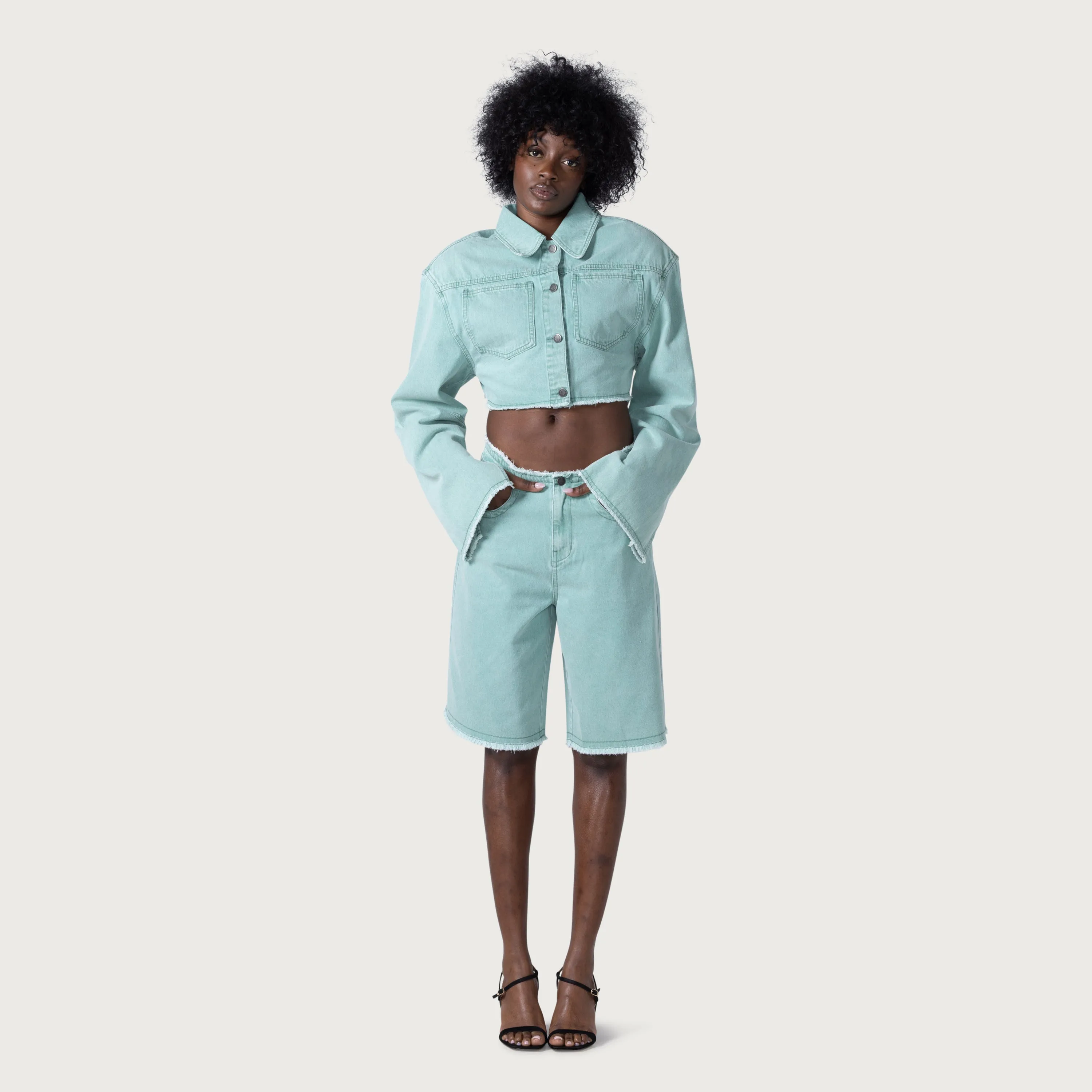 Raw Edge Baggy Short - Green sold by Honor the Gift product image thumbnail 2