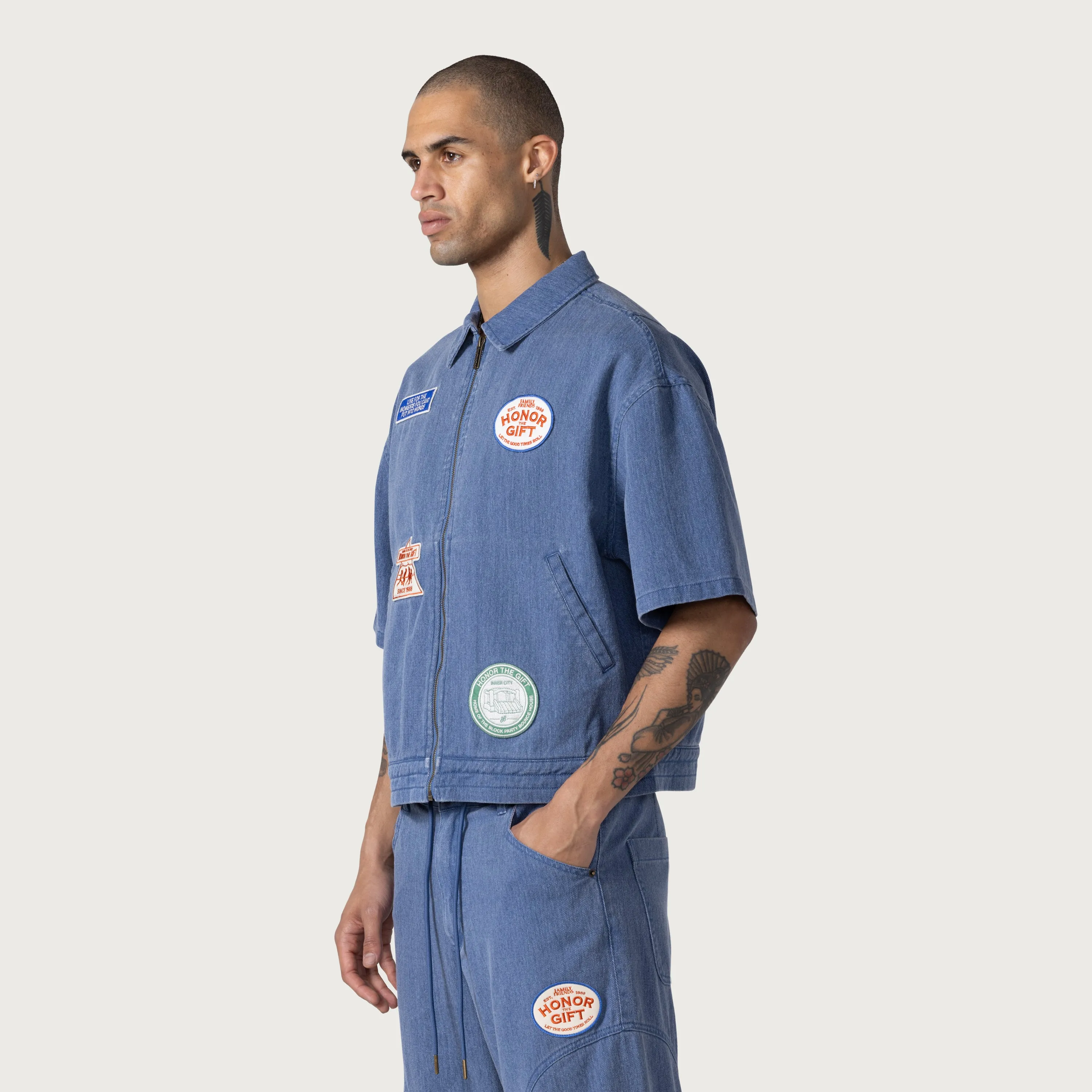 Twill Full Zip Shirt - Blue sold by Honor the Gift product image thumbnail 4
