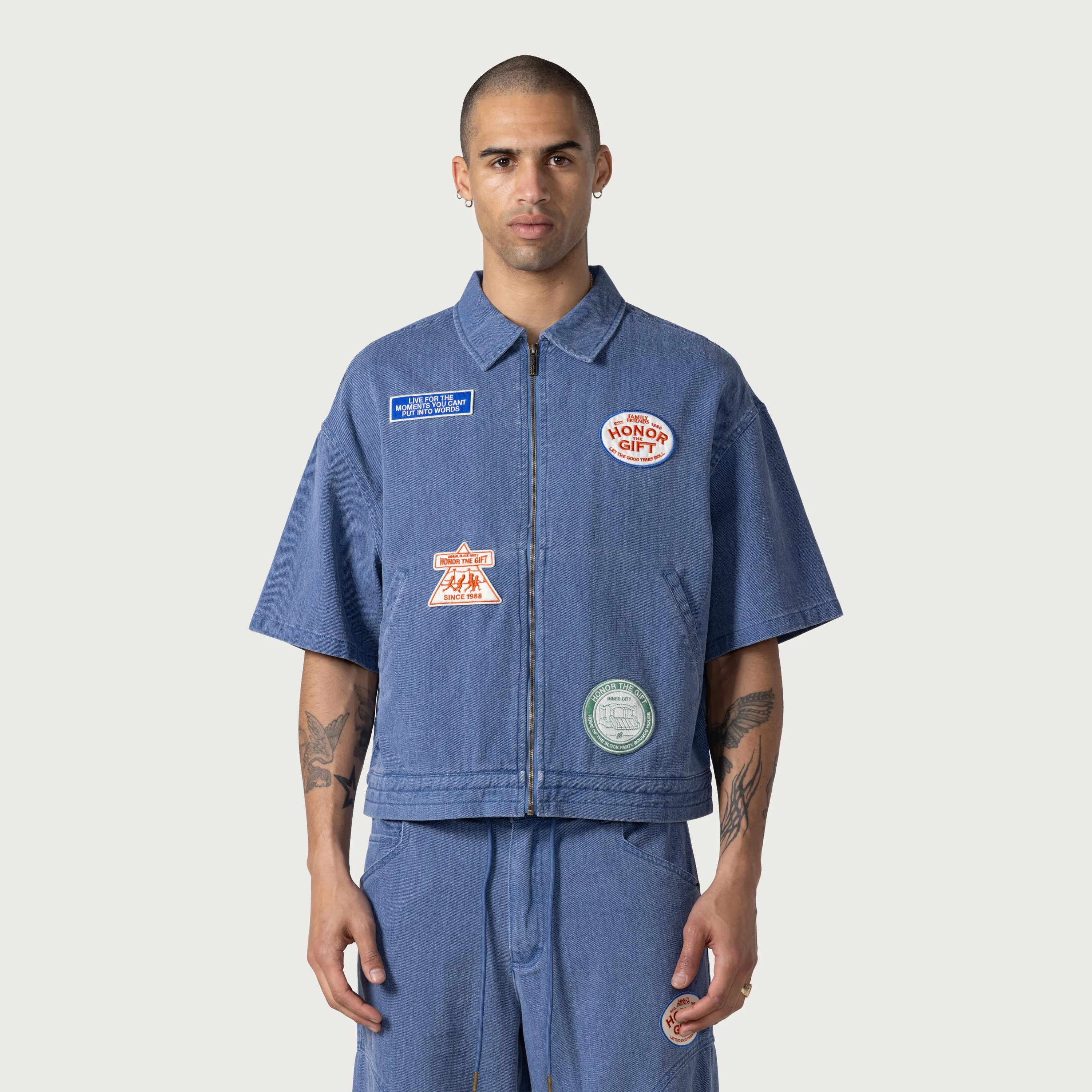 Twill Full Zip Shirt - Blue sold by Honor the Gift product image thumbnail 2