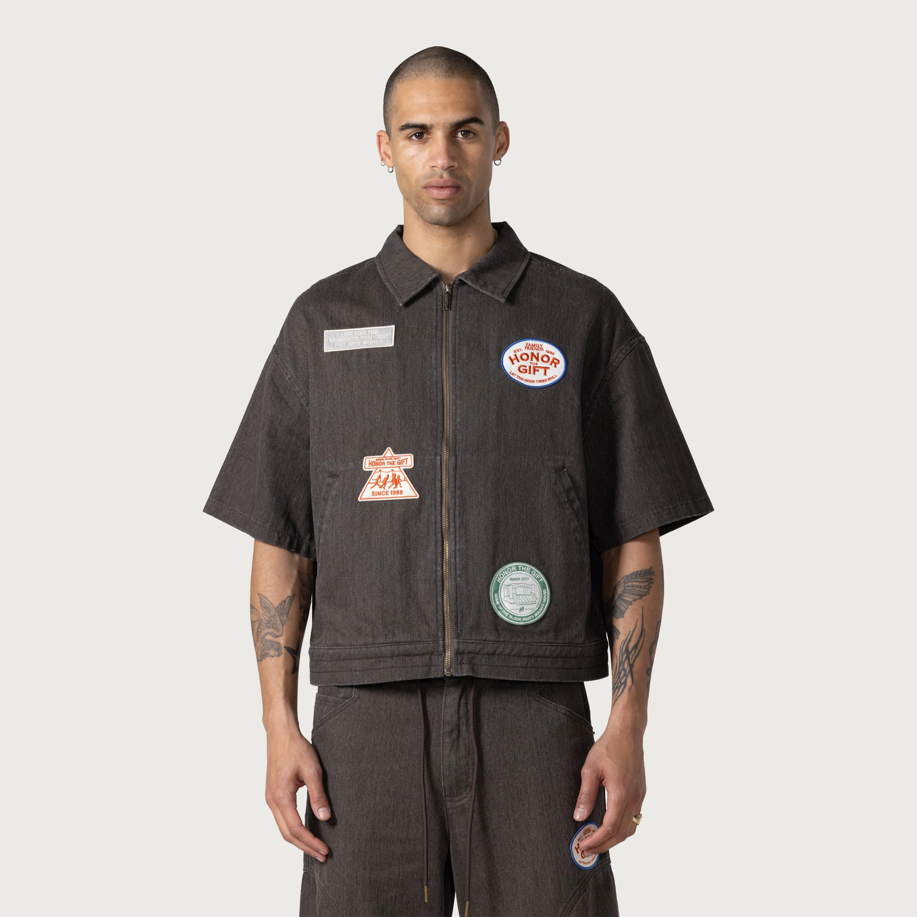 Twill Full Zip Shirt - Black sold by Honor the Gift product image thumbnail 2