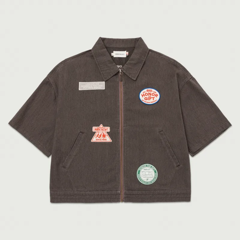 Twill Full Zip Shirt - Black sold by Honor the Gift