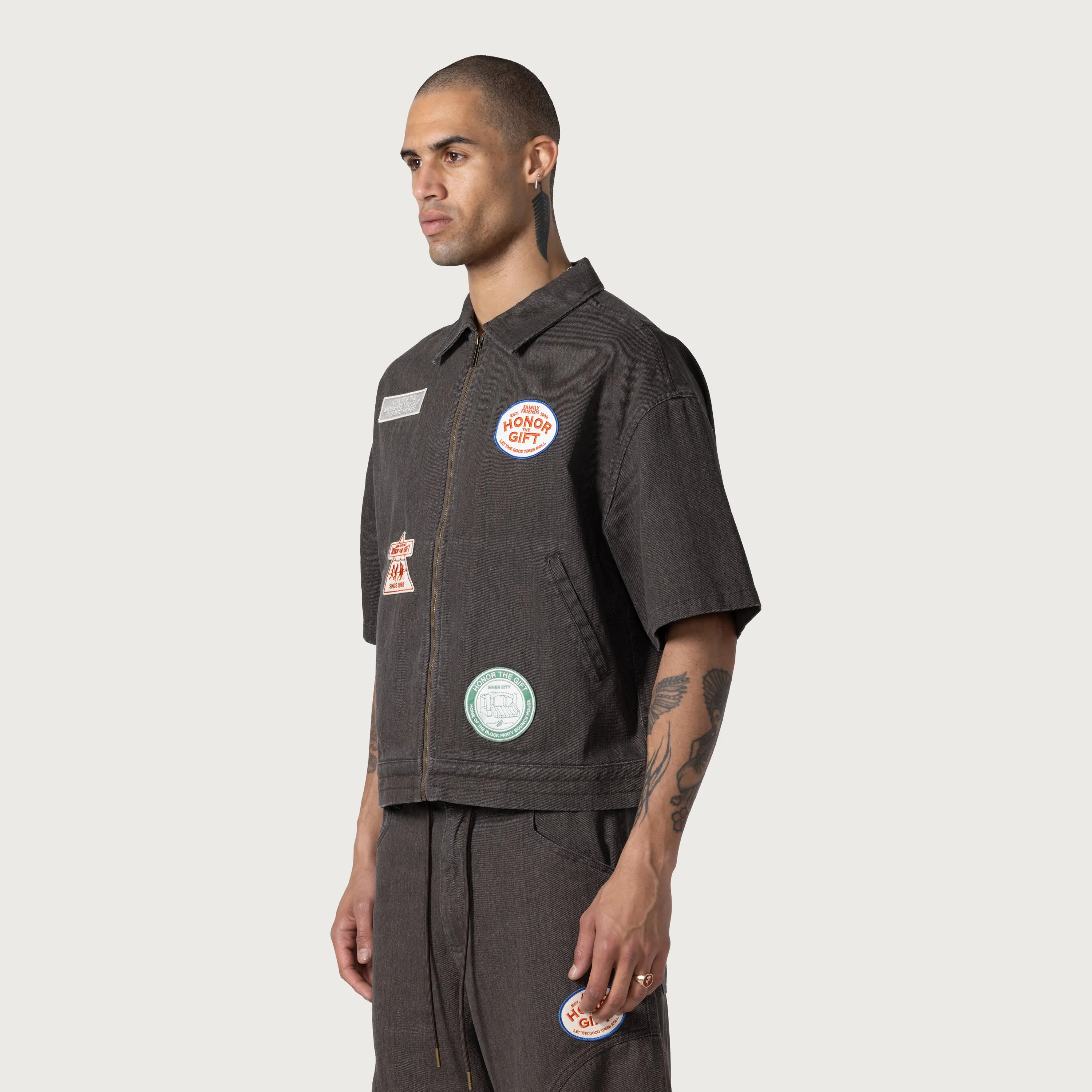 Twill Full Zip Shirt - Black sold by Honor the Gift product image thumbnail 5
