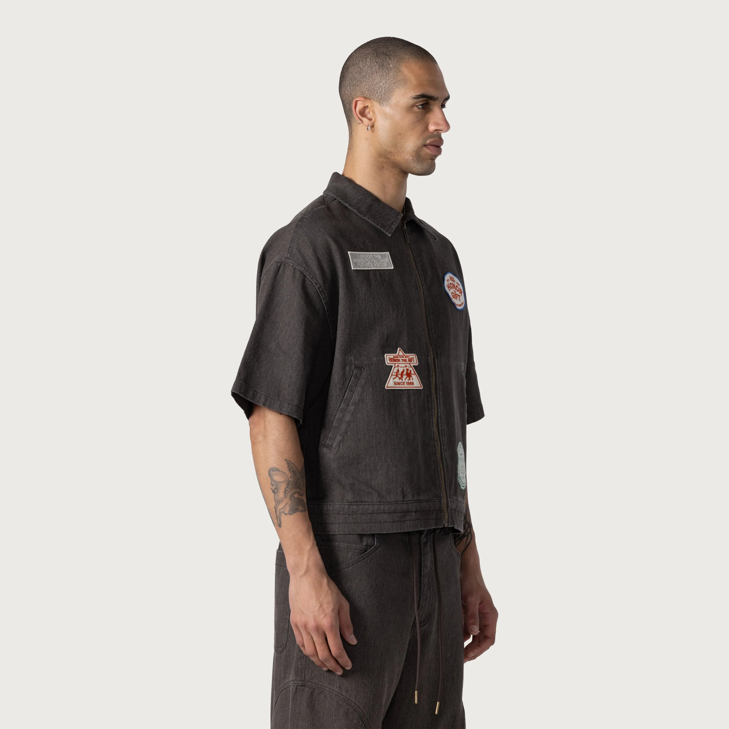 Twill Full Zip Shirt - Black sold by Honor the Gift product image thumbnail 4
