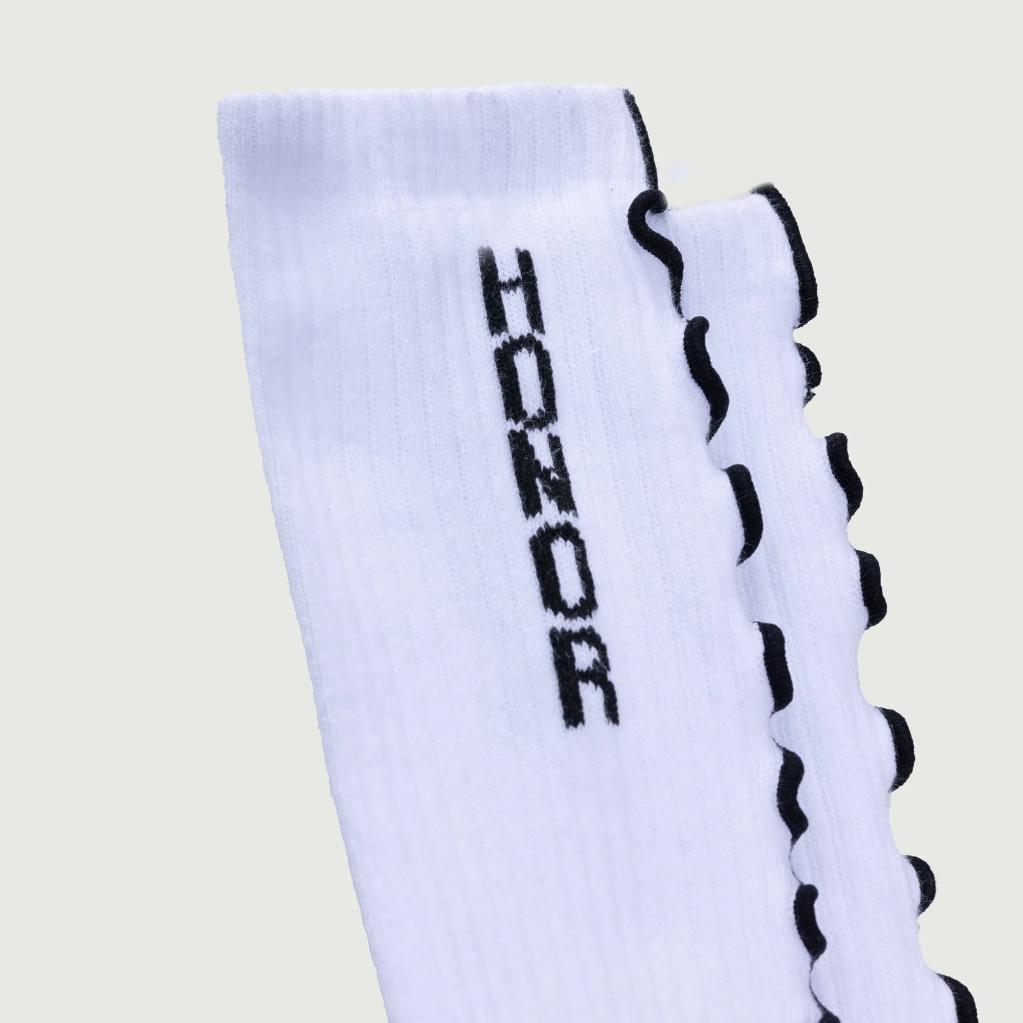 Embroidery Edge Ribbed Sock - White sold by Honor the Gift product image thumbnail 3