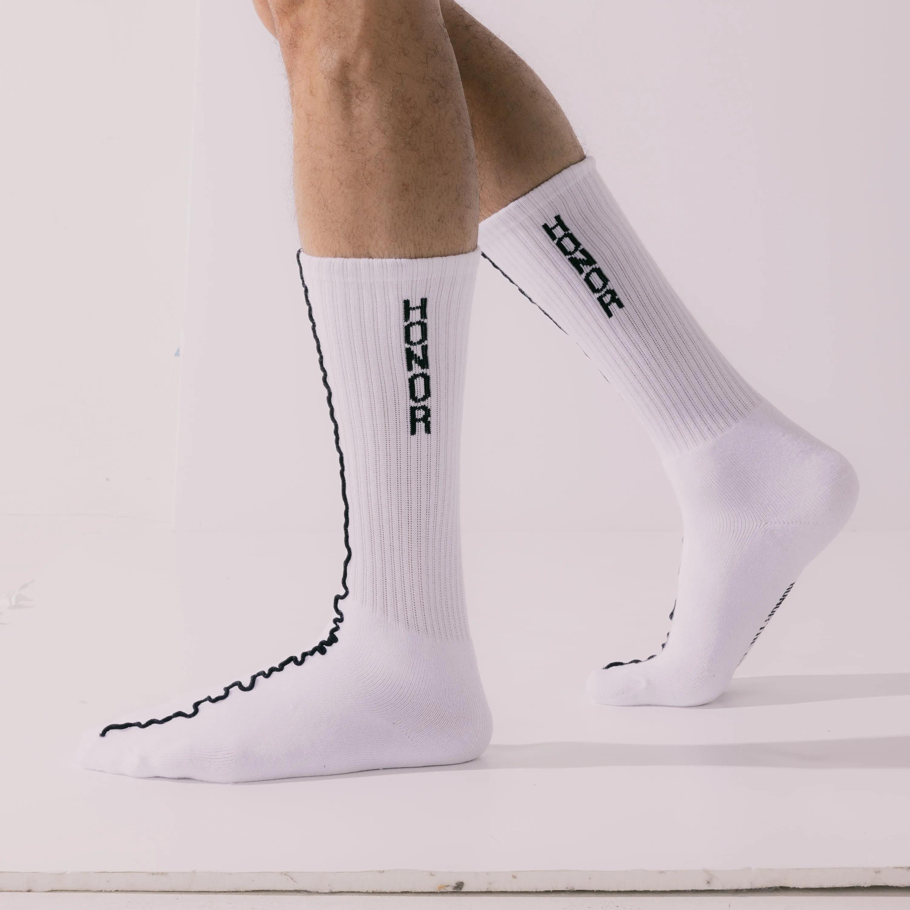 Embroidery Edge Ribbed Sock - White sold by Honor the Gift product image thumbnail 2