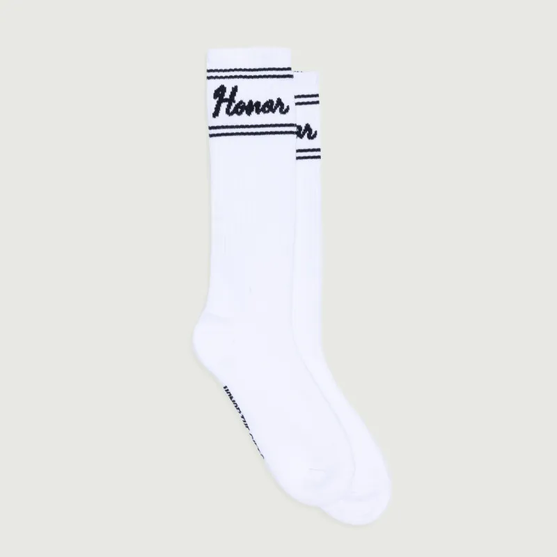 Drive In Striped Ribbed Sock - White sold by Honor the Gift