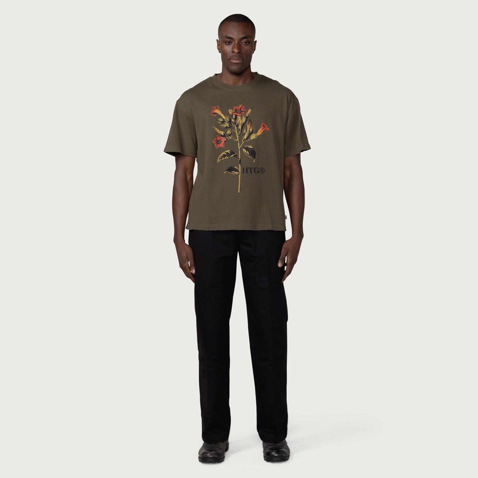 Tobacco Flower T-Shirt - Olive sold by Honor the Gift product image thumbnail 2
