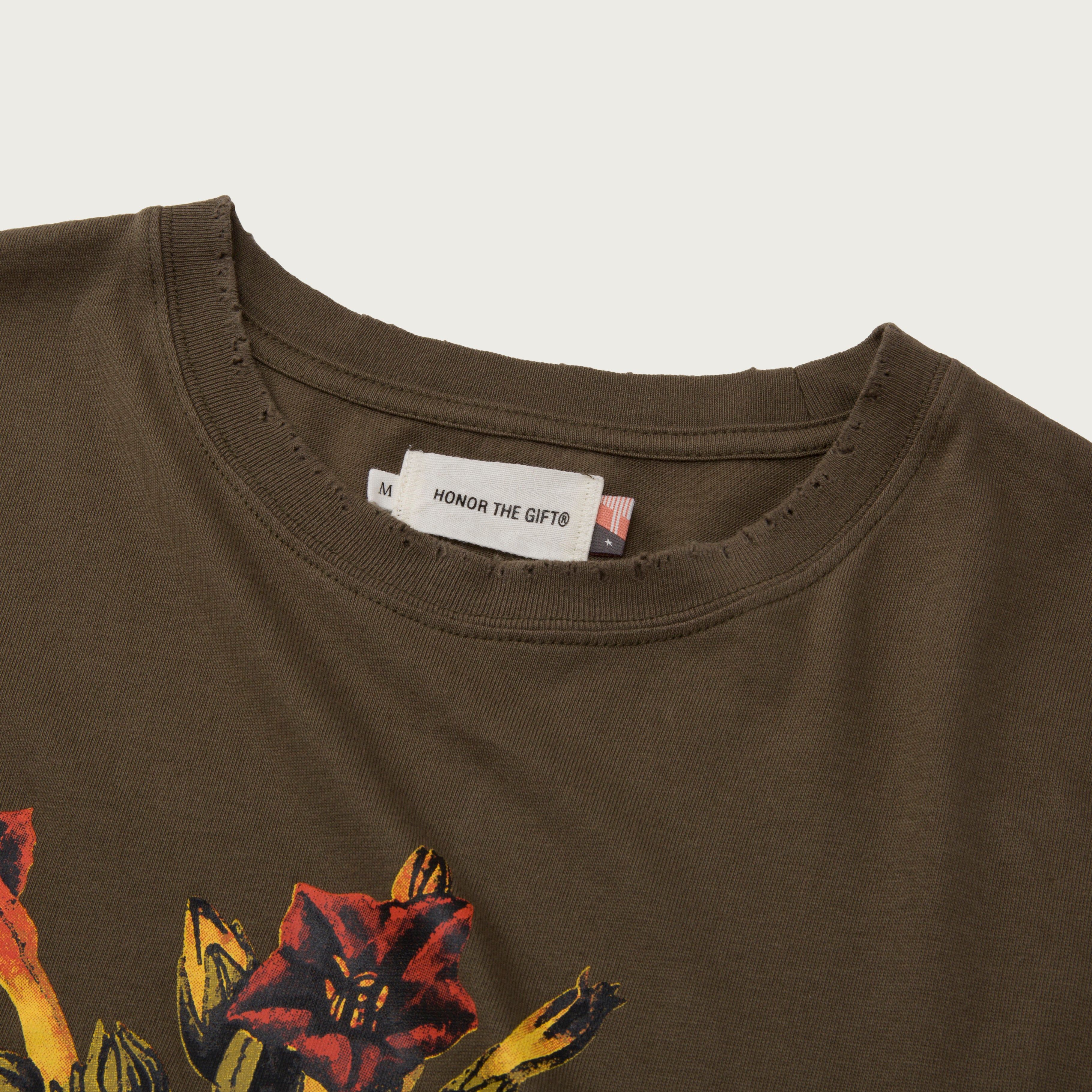 Tobacco Flower T-Shirt - Olive sold by Honor the Gift product image thumbnail 4
