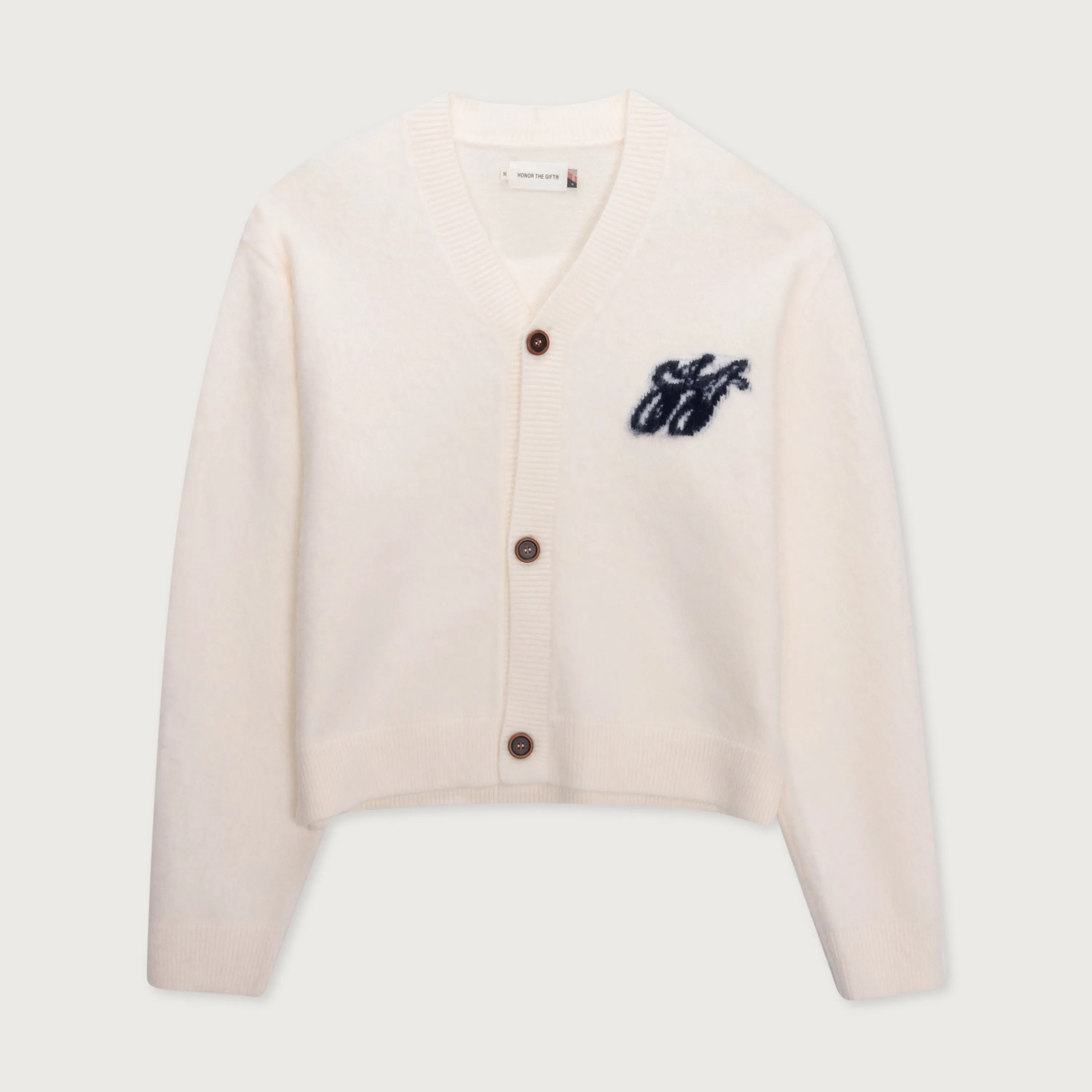 H Brushed Knit Cardigan - Bone sold by Honor the Gift