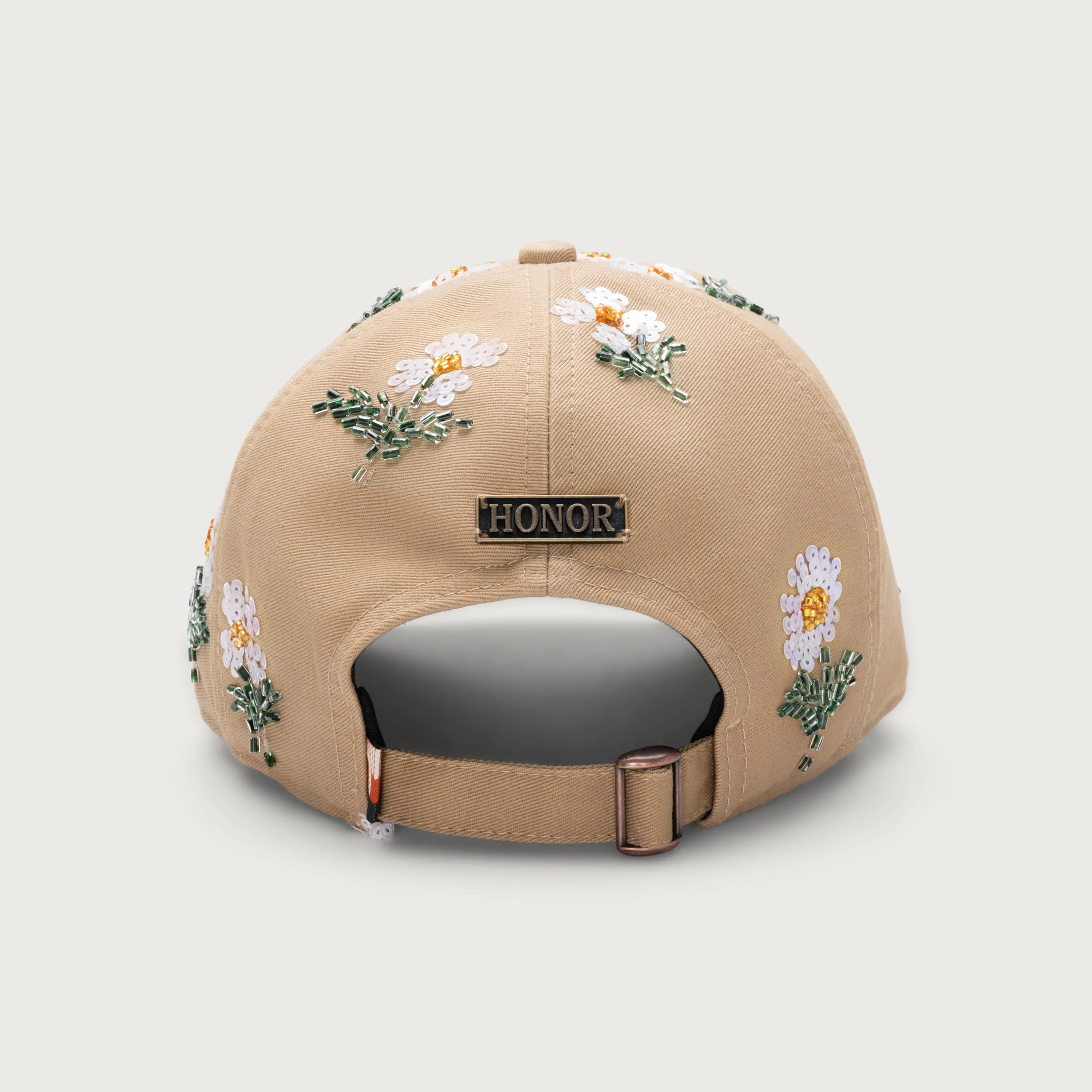 Flowers Beaded 6 Panel Cap - Taupe sold by Honor the Gift product image thumbnail 3