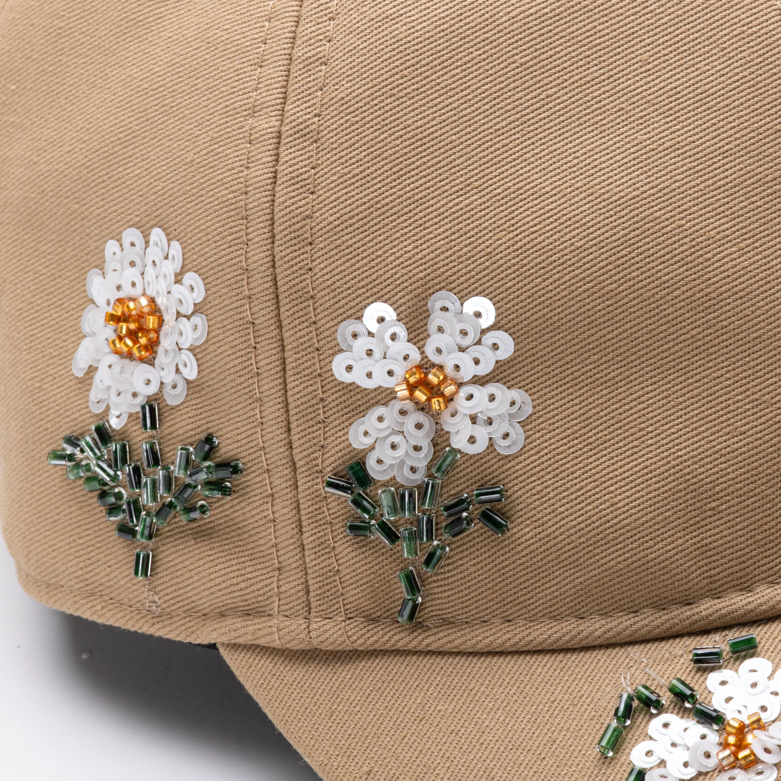 Flowers Beaded 6 Panel Cap - Taupe sold by Honor the Gift product image thumbnail 2