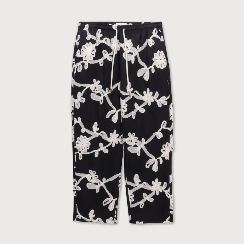Floral Ribbon Ankle Pant - Black made by Honor the Gift