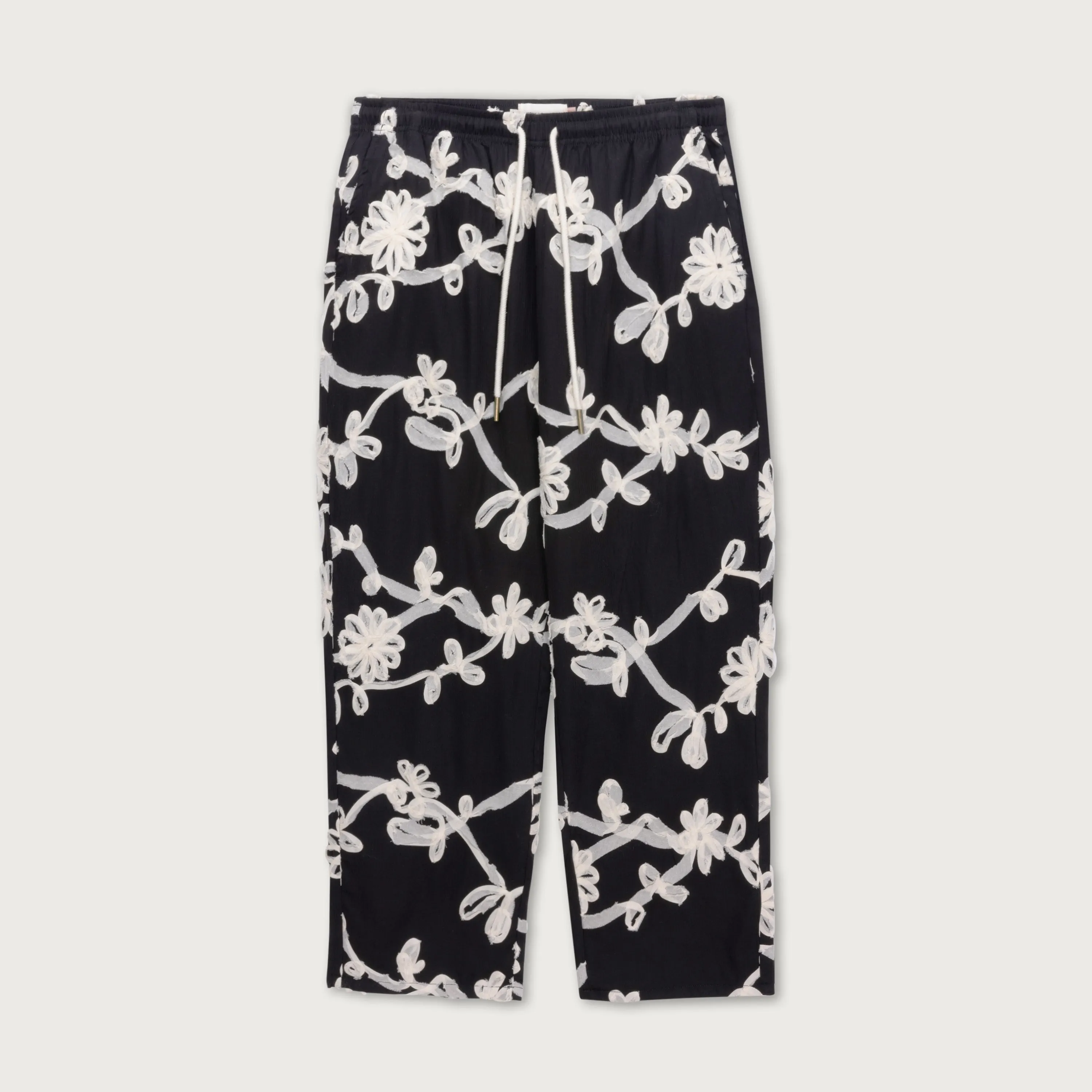 Floral Ribbon Ankle Pant - Black sold by Honor the Gift
