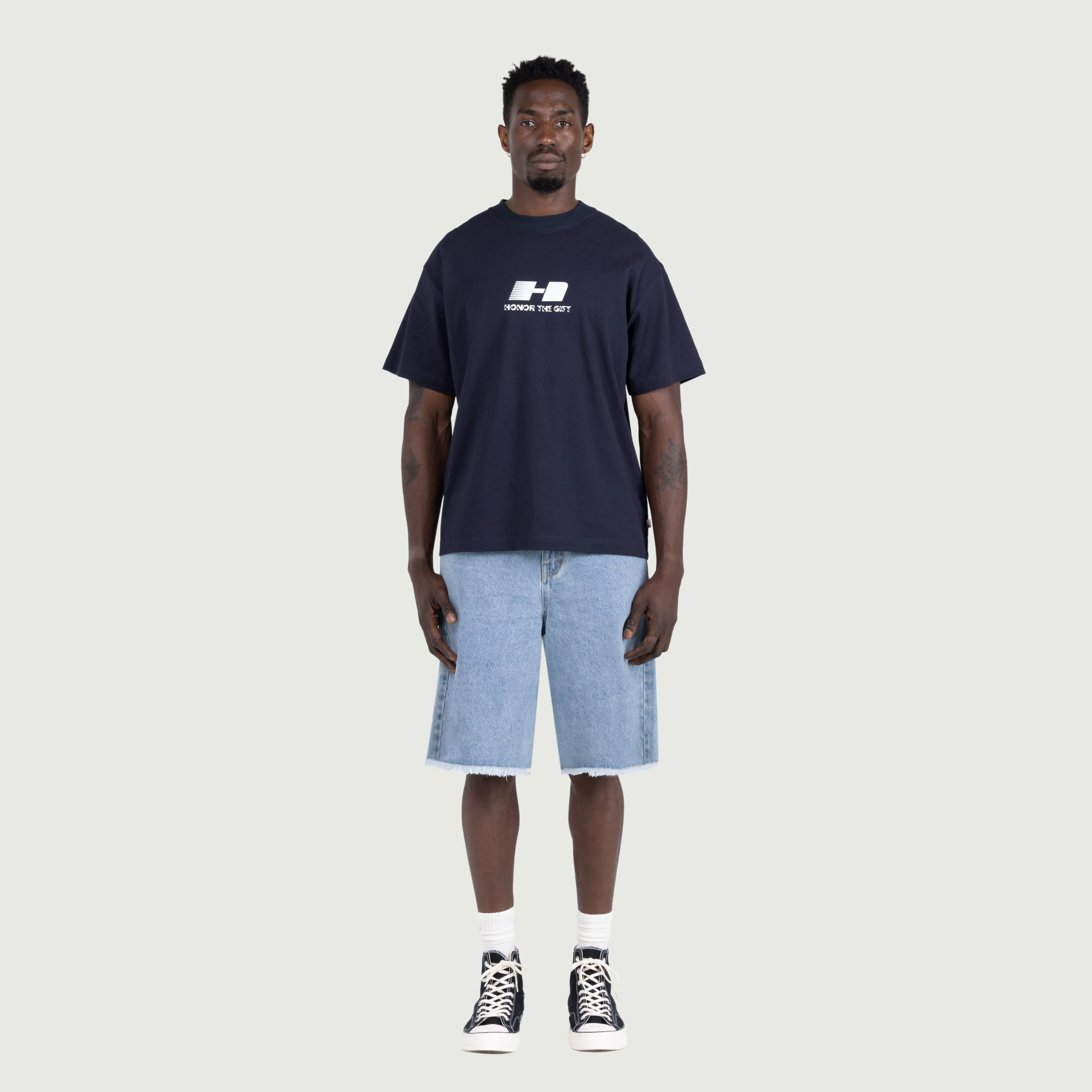 Frayed Edge 11" Denim Bermudas - Indigo sold by Honor the Gift