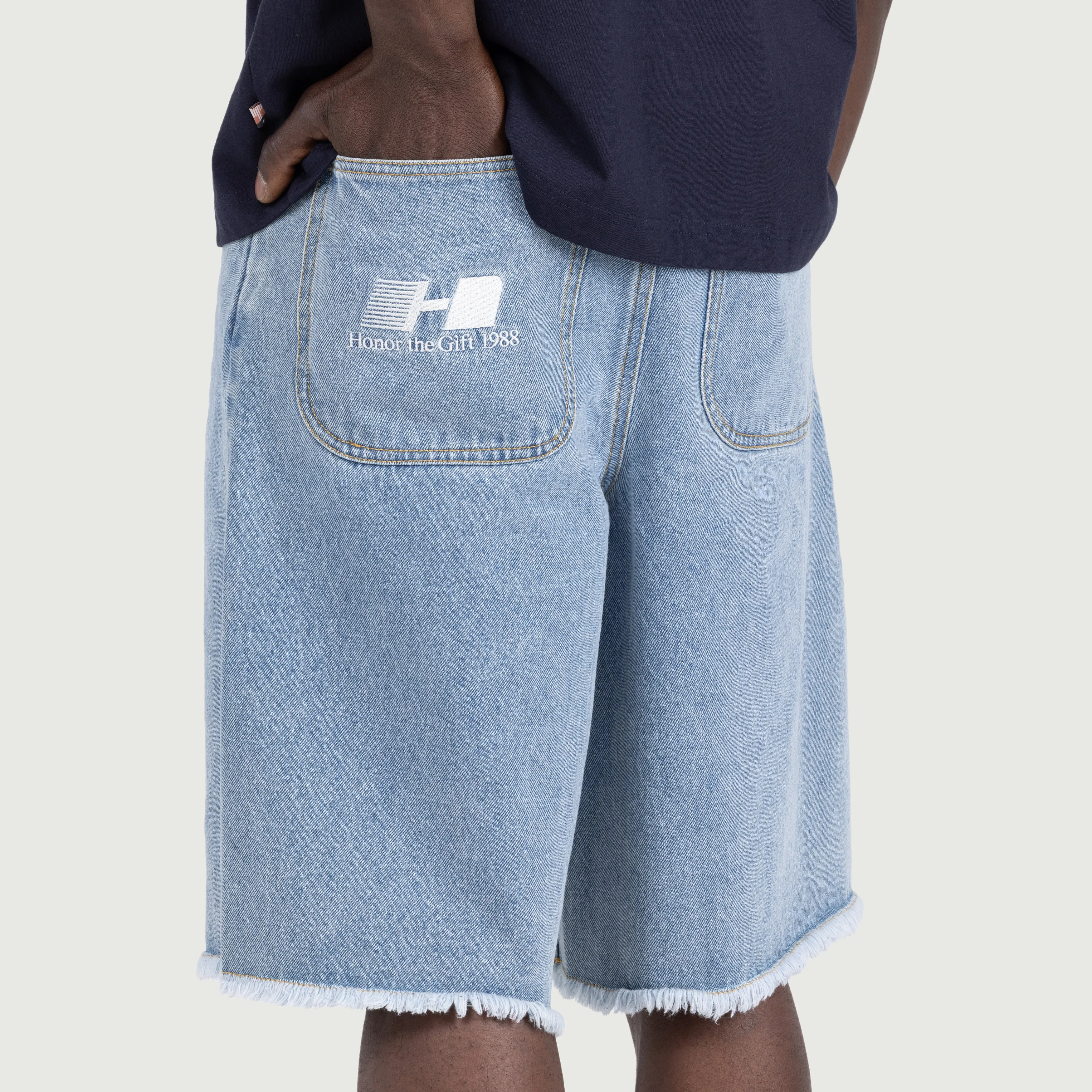 Frayed Edge 11" Denim Bermudas - Indigo sold by Honor the Gift product image thumbnail 4