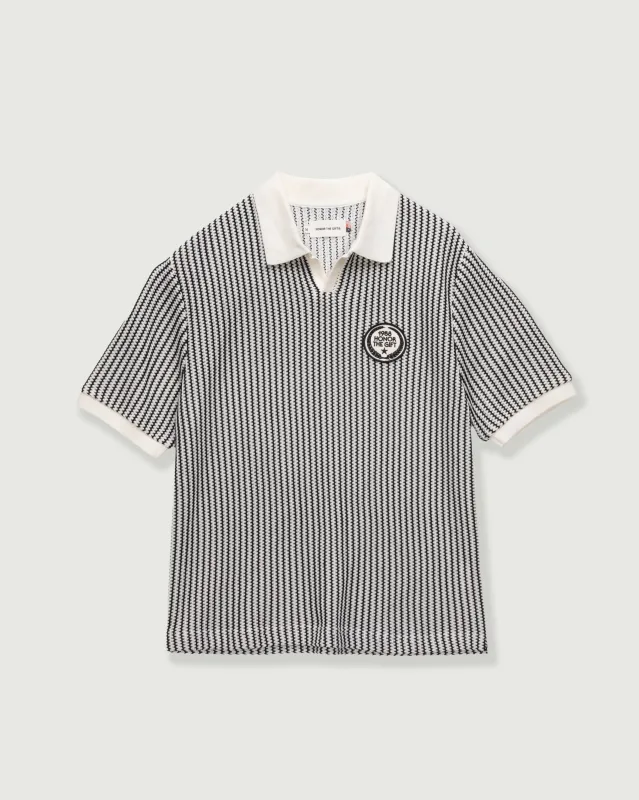 Striped Knit Polo - Bone made by Honor the Gift