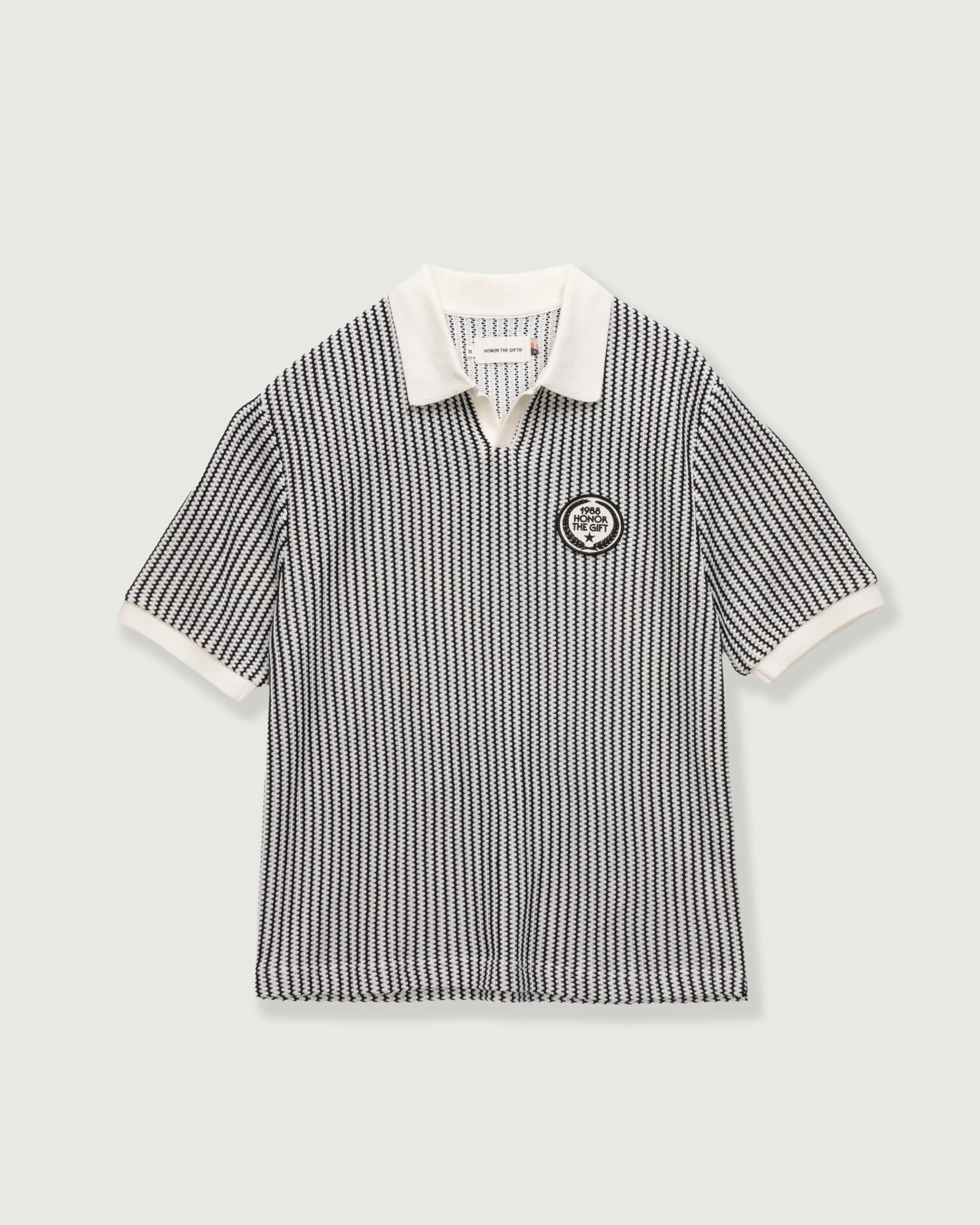 Striped Knit Polo - Bone sold by Honor the Gift