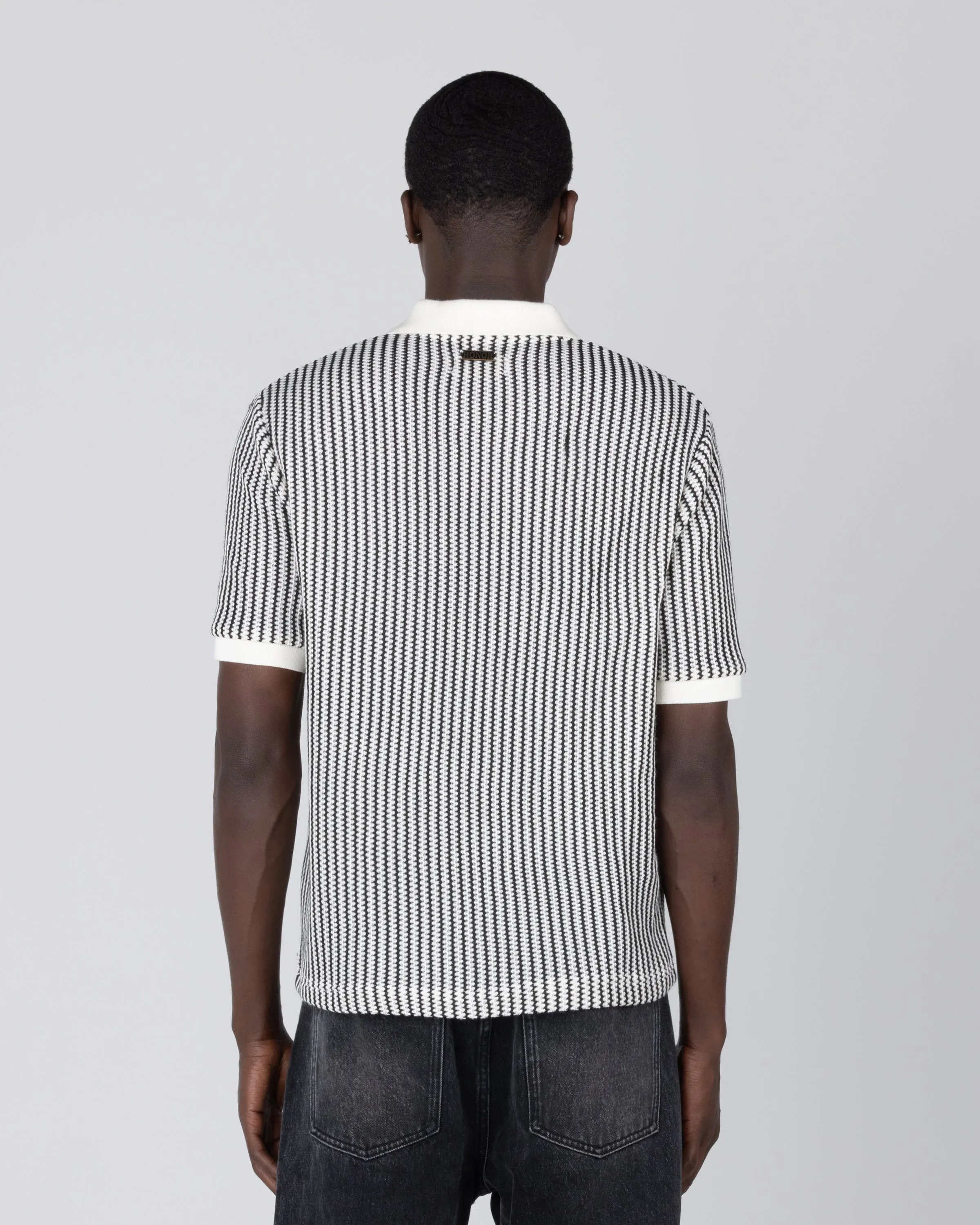 Striped Knit Polo - Bone sold by Honor the Gift product image thumbnail 5