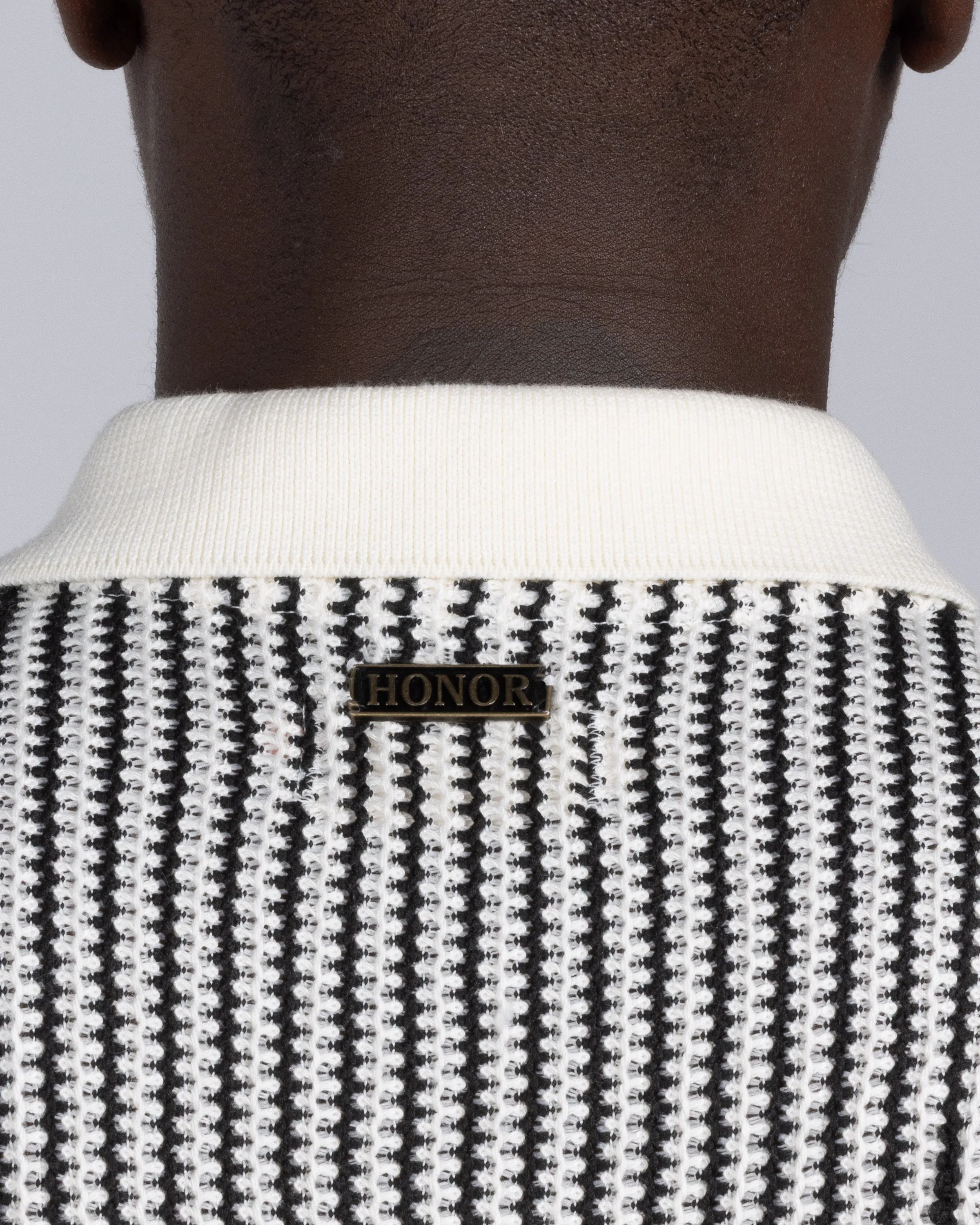Striped Knit Polo - Bone sold by Honor the Gift product image thumbnail 4