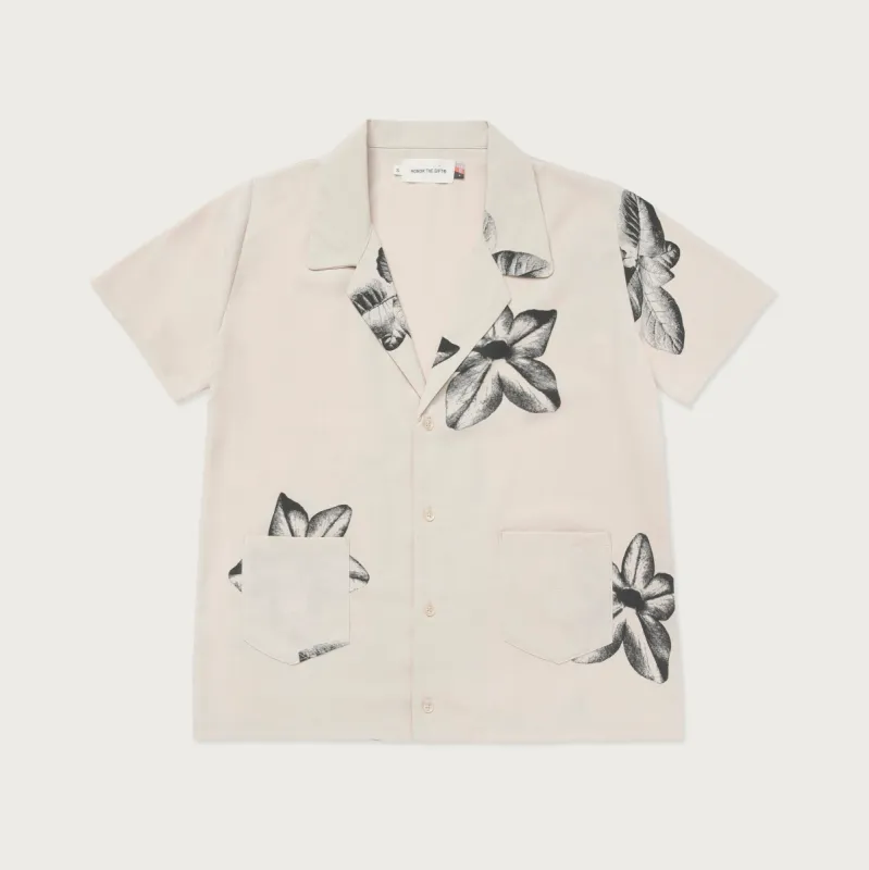 Womens Floral Camp S/S Button Up - Cream sold by Honor the Gift