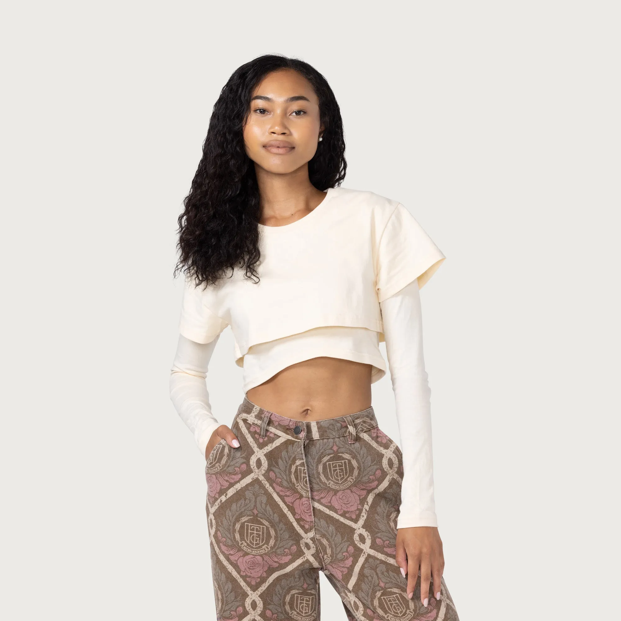 Womens Double Layer T-Shirt - Bone sold by Honor the Gift product image thumbnail 4