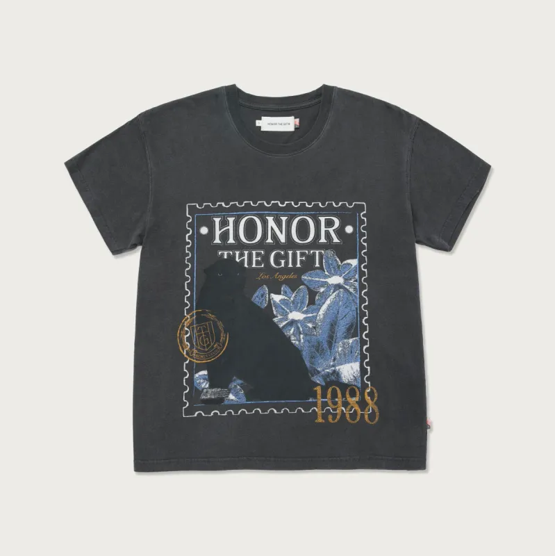 Womens 1988 Stamp T-Shirt - Black sold by Honor the Gift