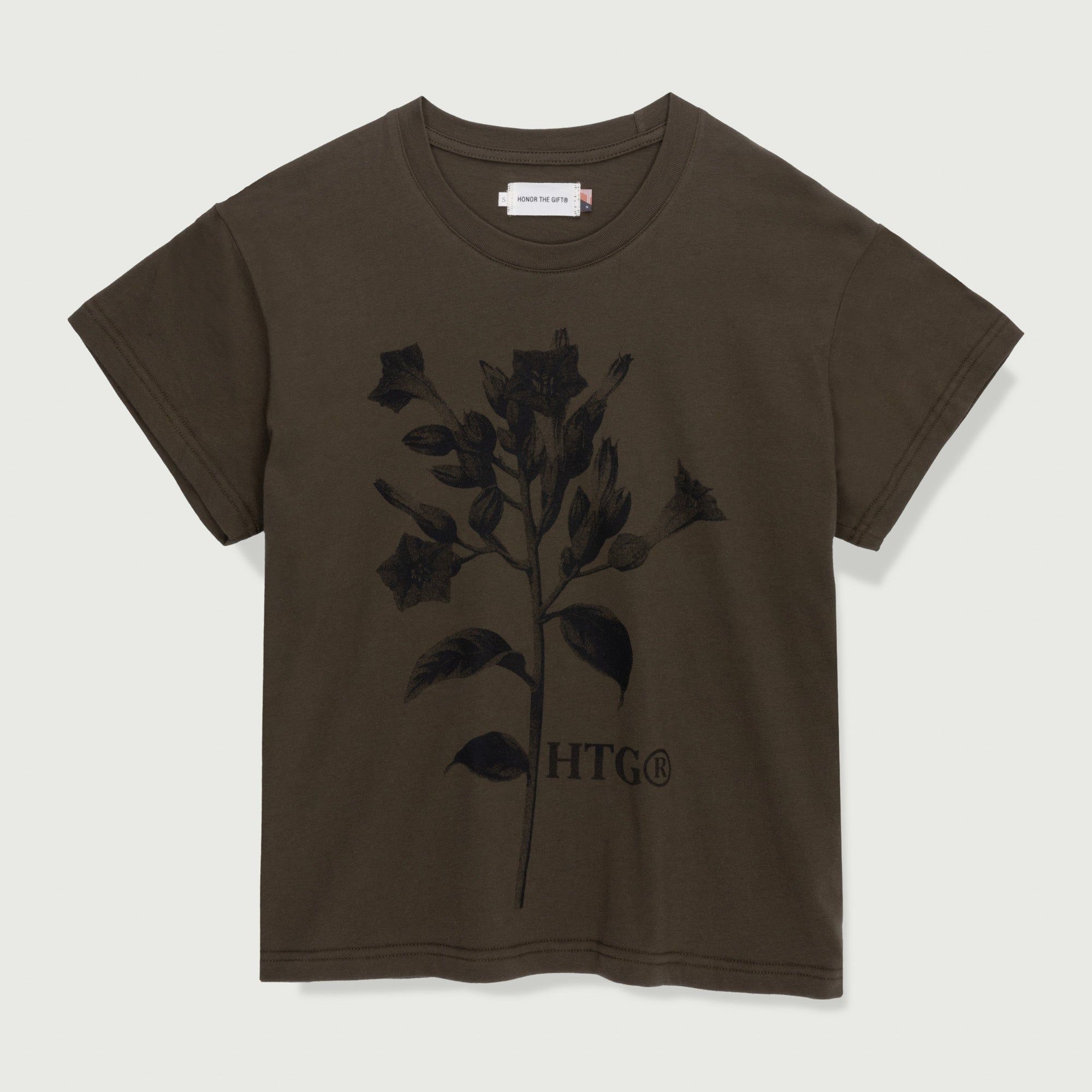 Womens Tobacco Flower T-Shirt - Olive sold by Honor the Gift
