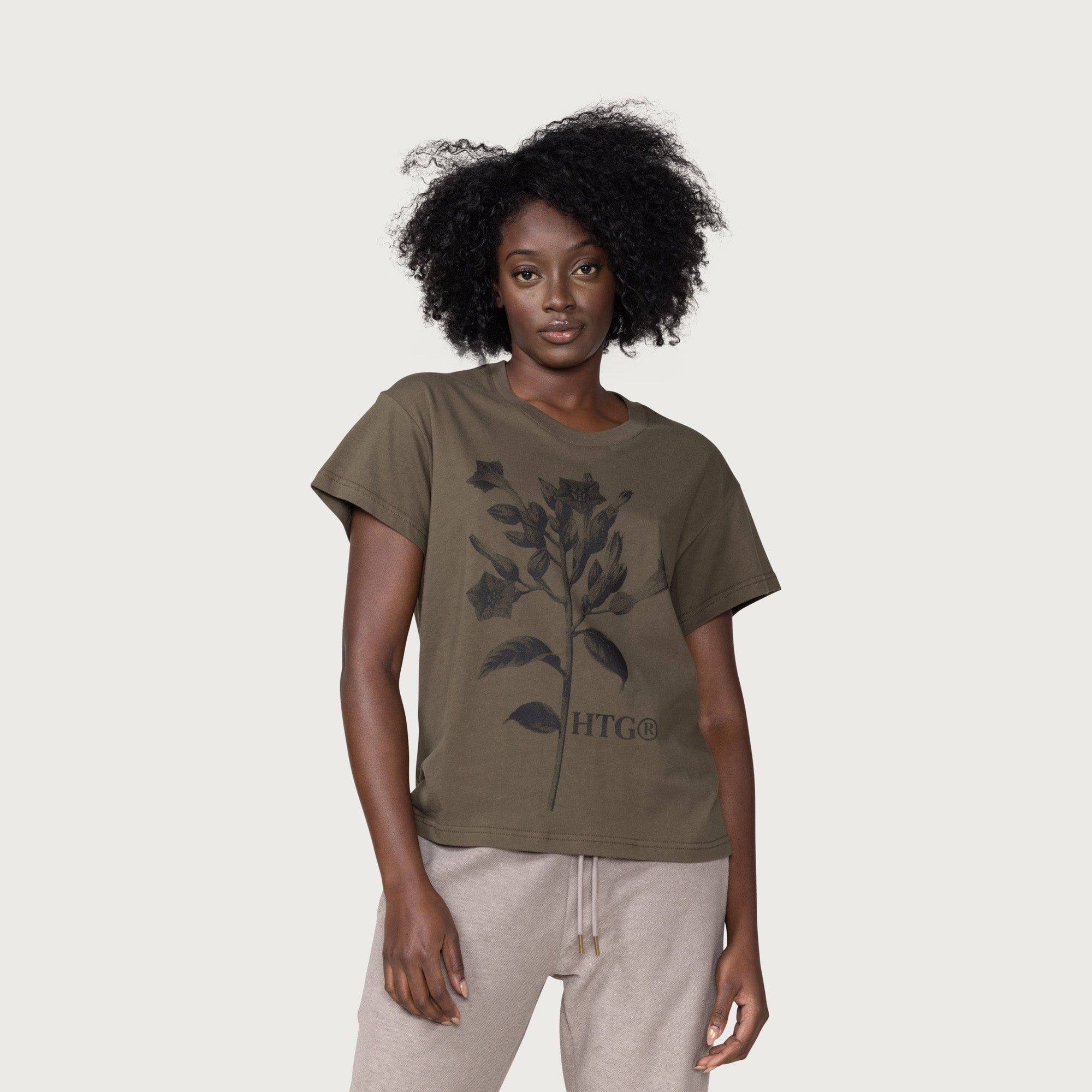 Womens Tobacco Flower T-Shirt - Olive sold by Honor the Gift product image thumbnail 4