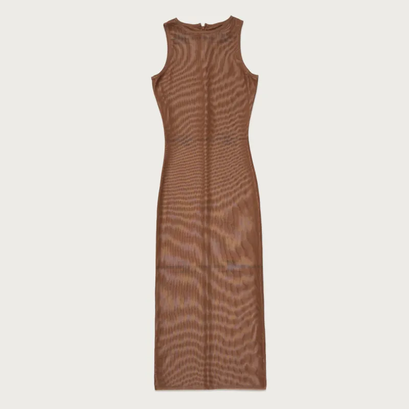 Womens Sleeveless Mesh Dress - Brown sold by Honor the Gift