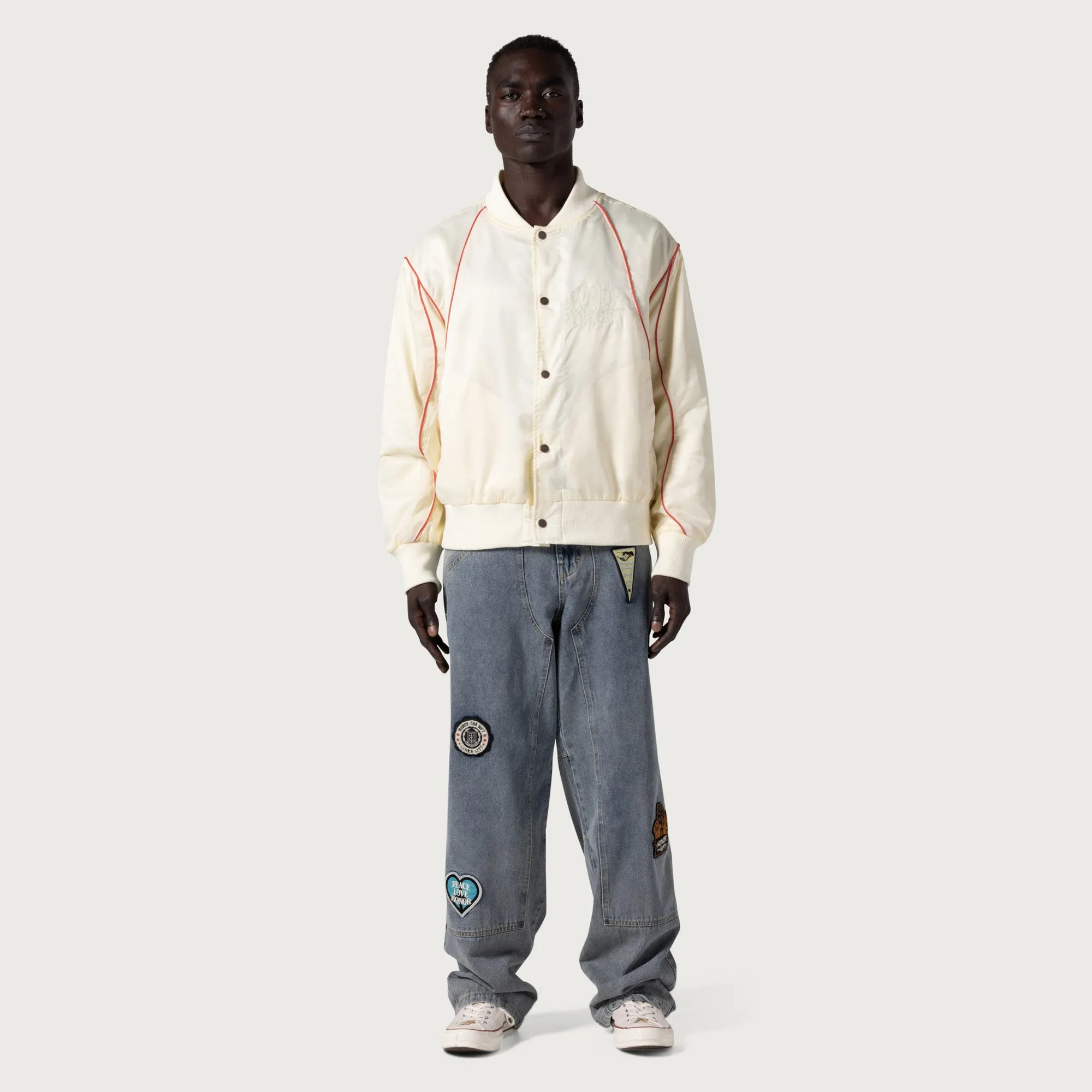 Satin Bomber Jacket - Bone sold by Honor the Gift product image thumbnail 3