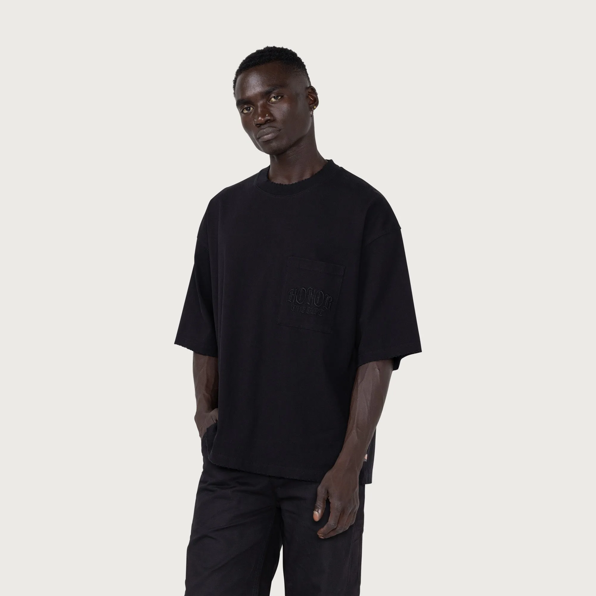 Embroidered Pocket T-Shirt - Black sold by Honor the Gift product image thumbnail 5