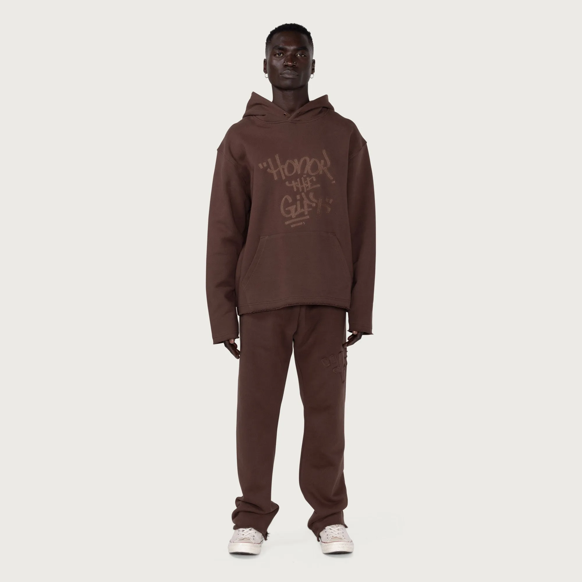 Script Embroidered Sweats - Brown sold by Honor the Gift product image thumbnail 3