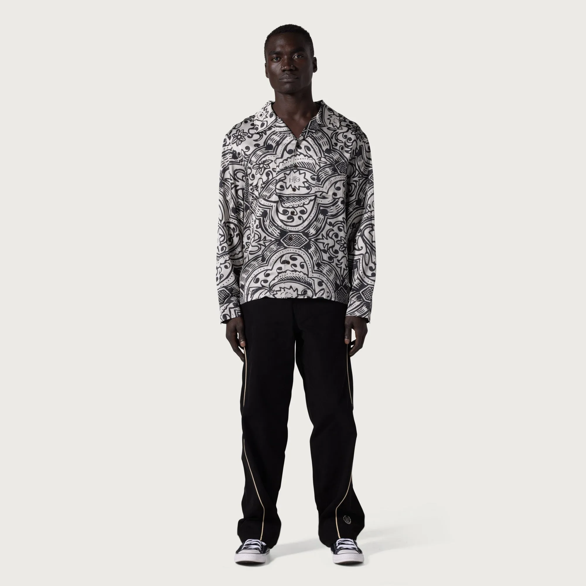 L/S Printed Woven Button Up - Black sold by Honor the Gift product image thumbnail 3