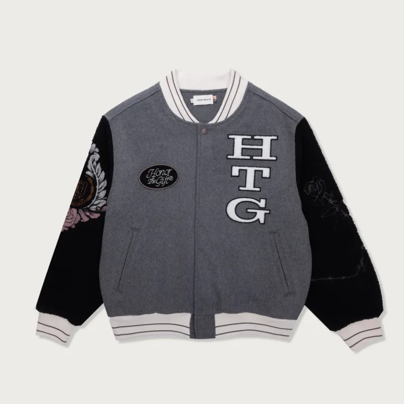 HTG® Letterman Jacket - Grey made by Honor the Gift