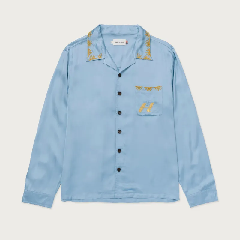 Palm Stitch LS Button Up - Blue sold by Honor the Gift