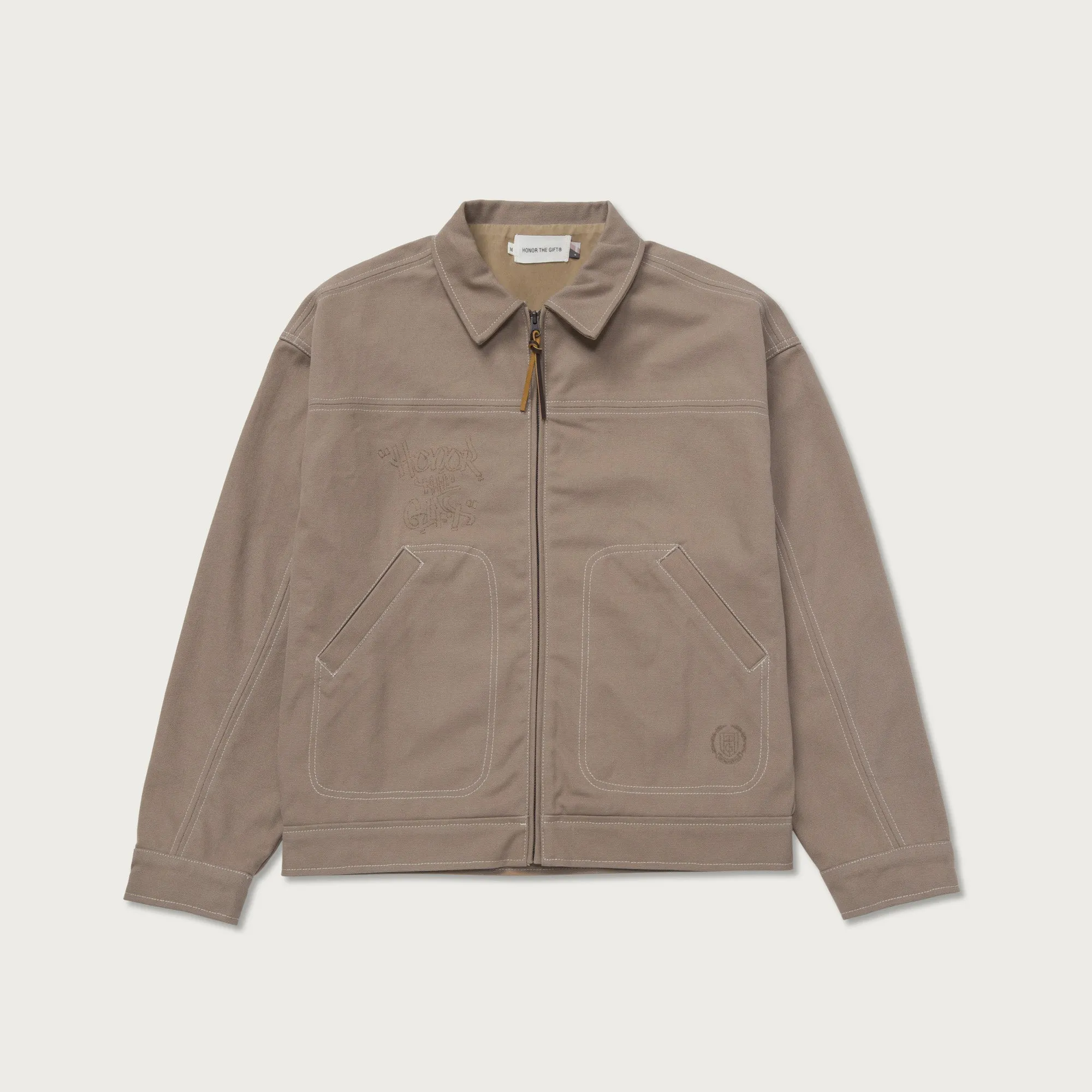 Script Carpenter Jacket - Lt. Brown sold by Honor the Gift