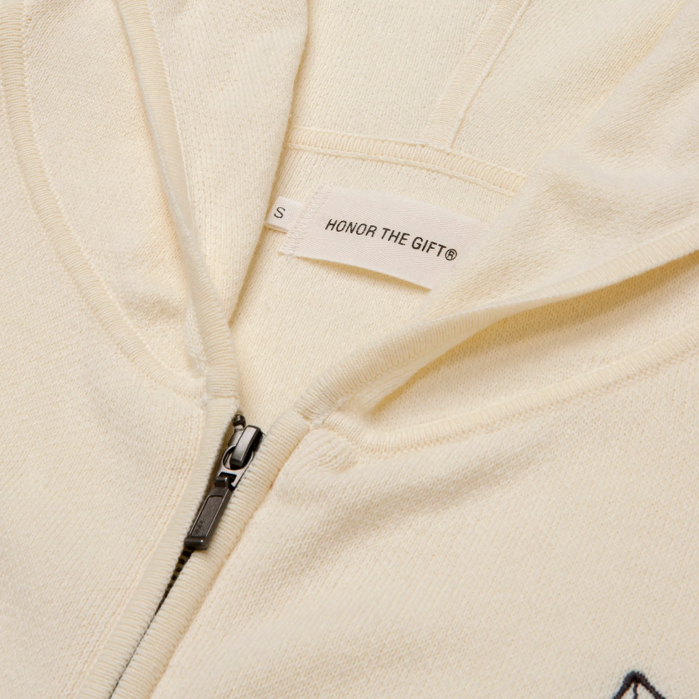 Womens HTG® Jacquard Full Zip Hoodie - Cream sold by Honor the Gift product image thumbnail 4