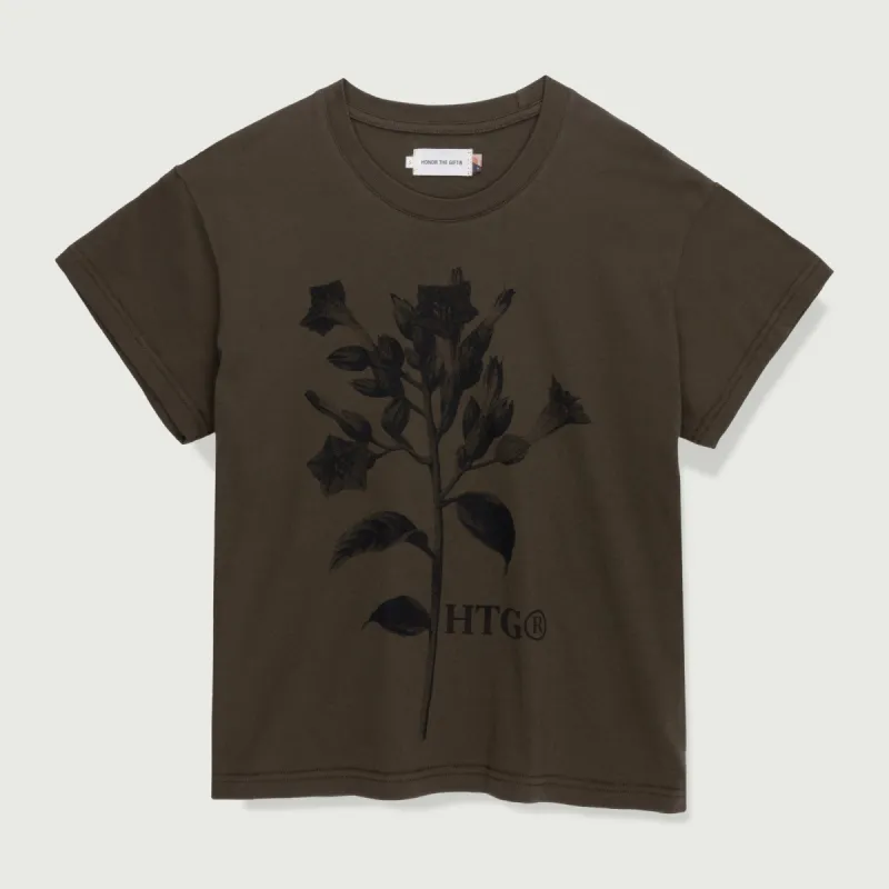 Womens Tobacco Flower T-Shirt - Olive sold by Honor the Gift