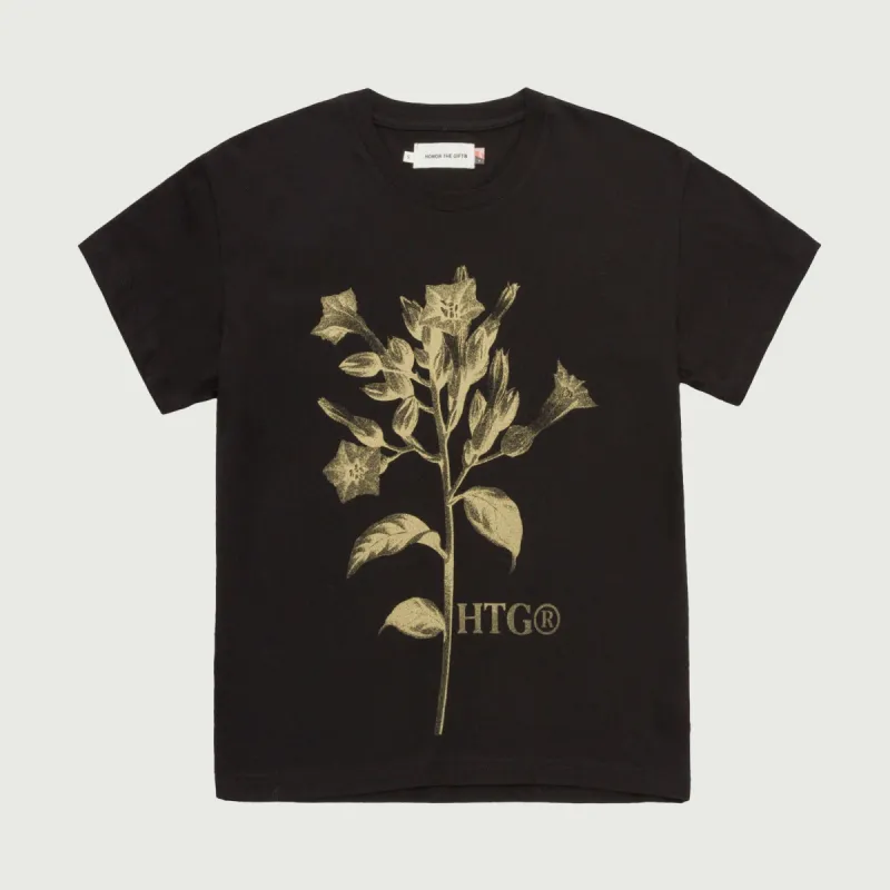 Womens Tobacco Flower T-Shirt - Black sold by Honor the Gift
