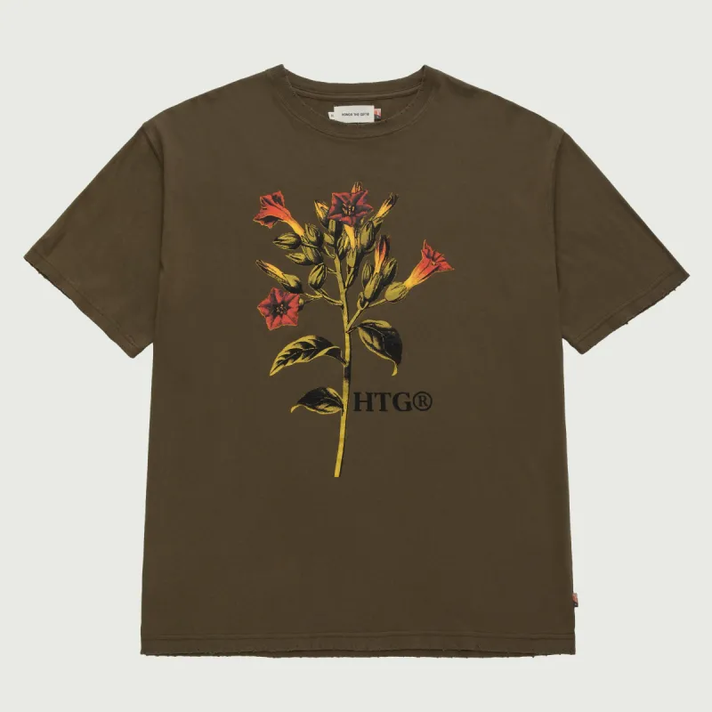 Tobacco Flower T-Shirt - Olive sold by Honor the Gift