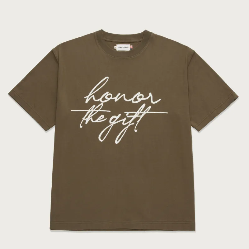 HTG® Script T-Shirt - Olive made by Honor the Gift