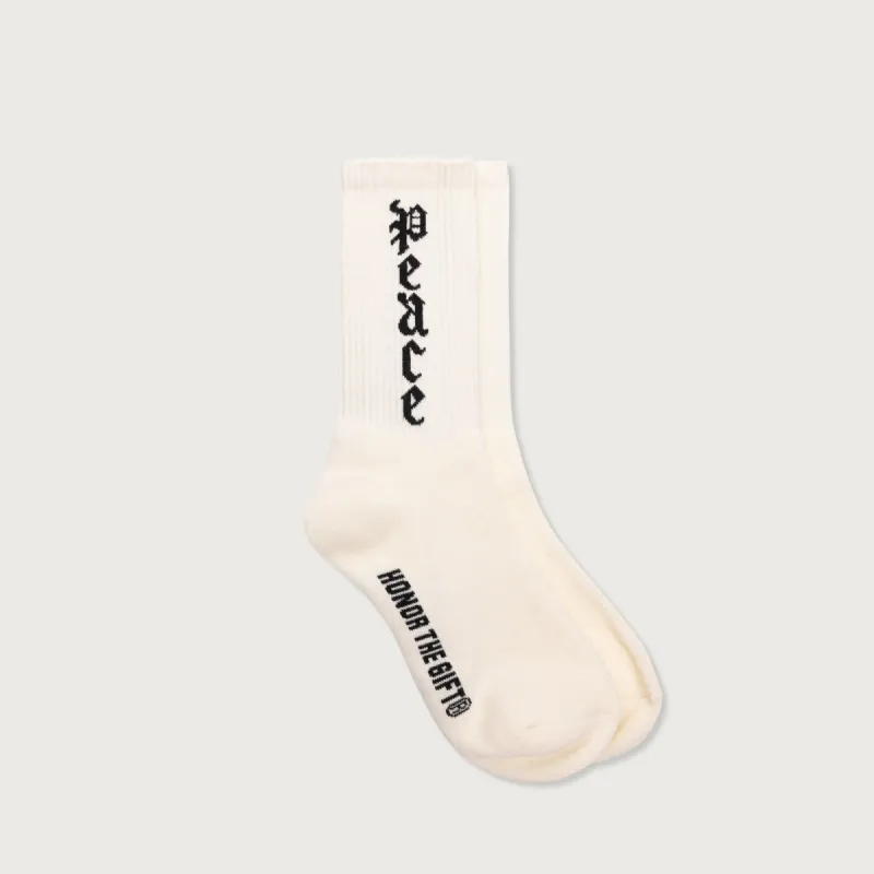Peace Sock - White sold by Honor the Gift