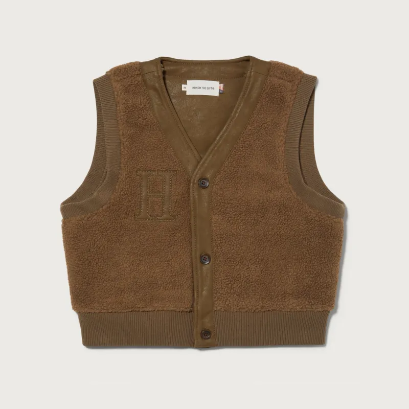 Womens Bonded Vegan Leather Vest - Olive sold by Honor the Gift