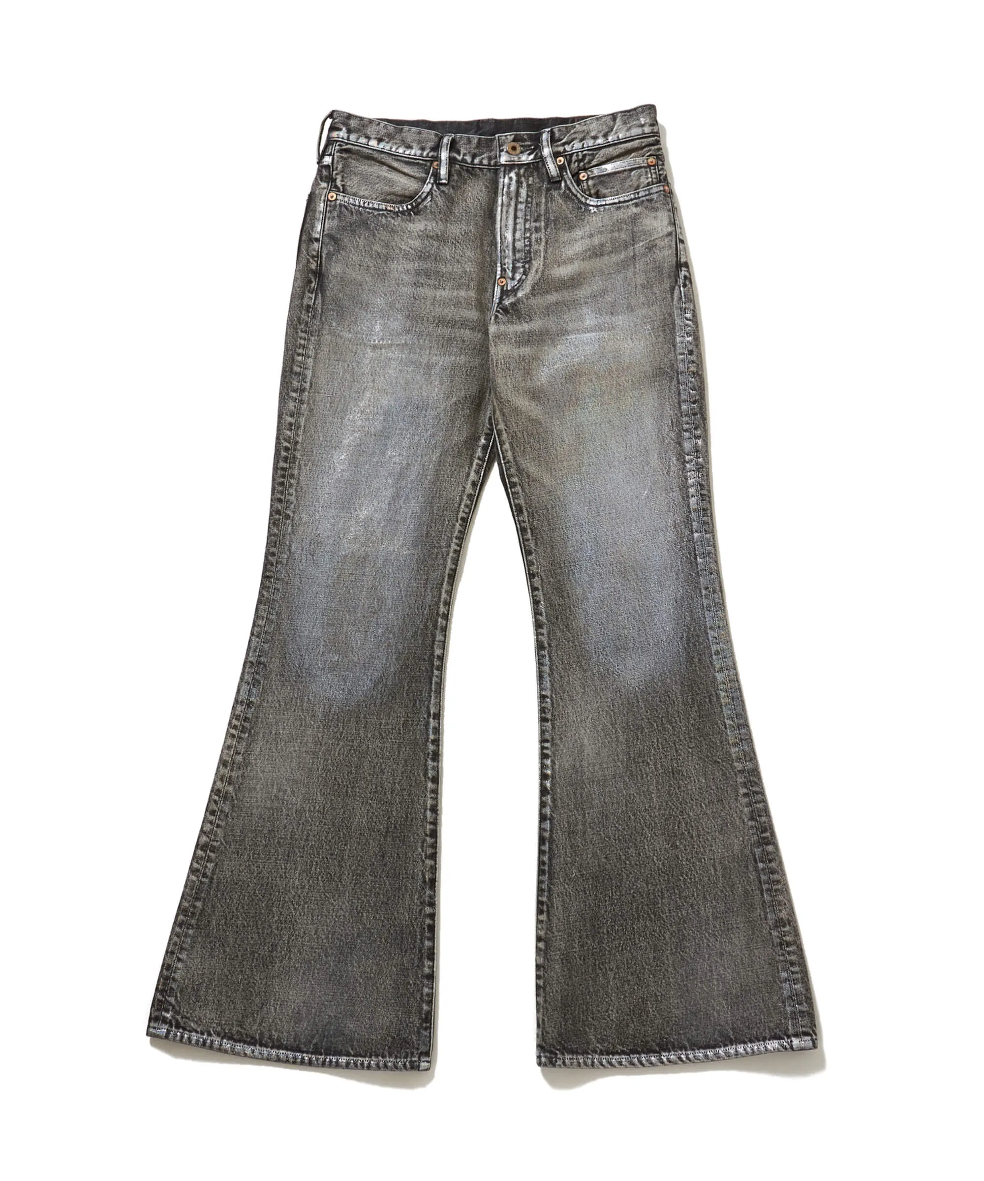 FOILED DENIM TROUSERS FLARED CUT sold by Sugar Hill Tokyo