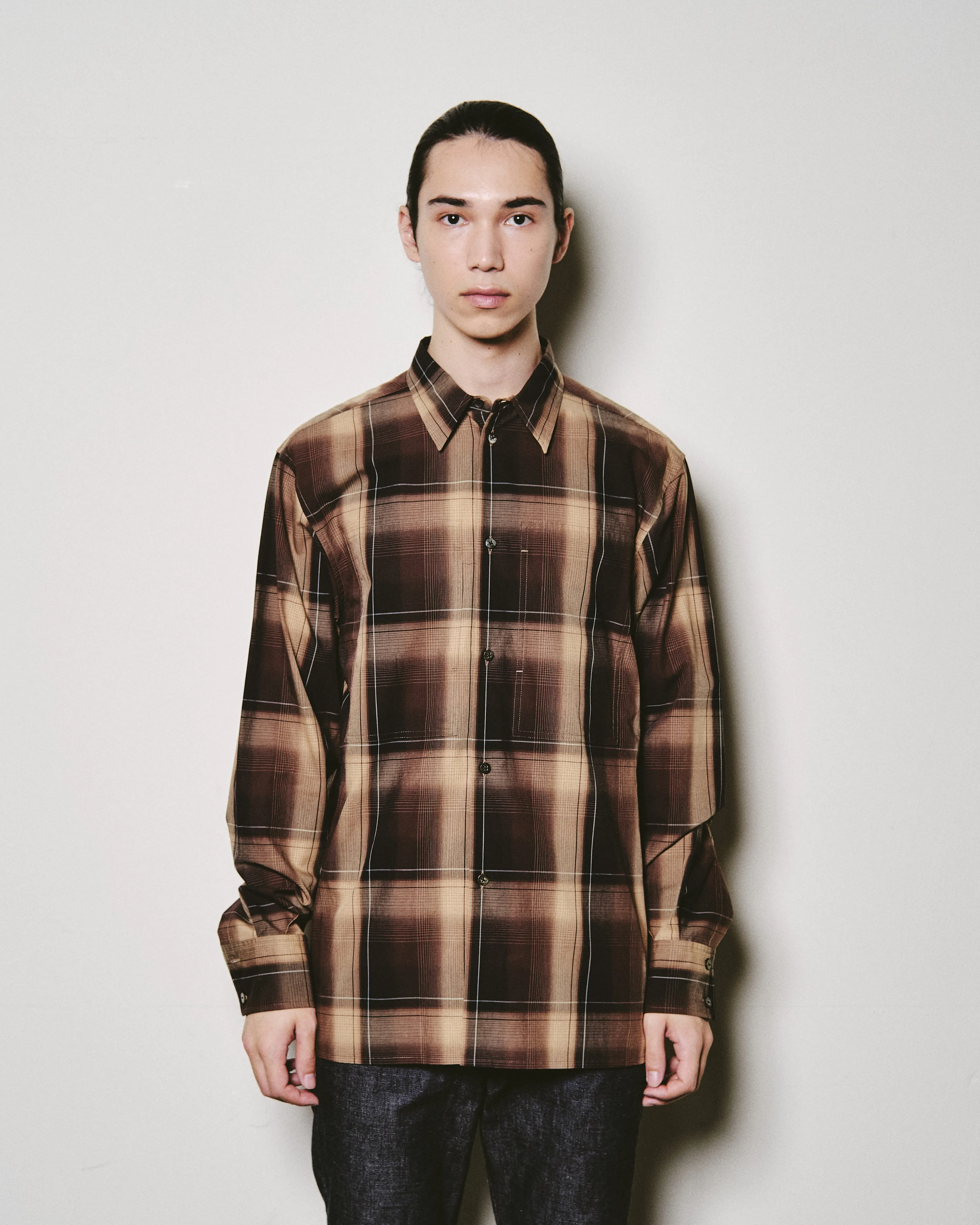 OMBRE PLAID PANEL POCKET BLOUSE sold by Sugar Hill Tokyo product image thumbnail 5