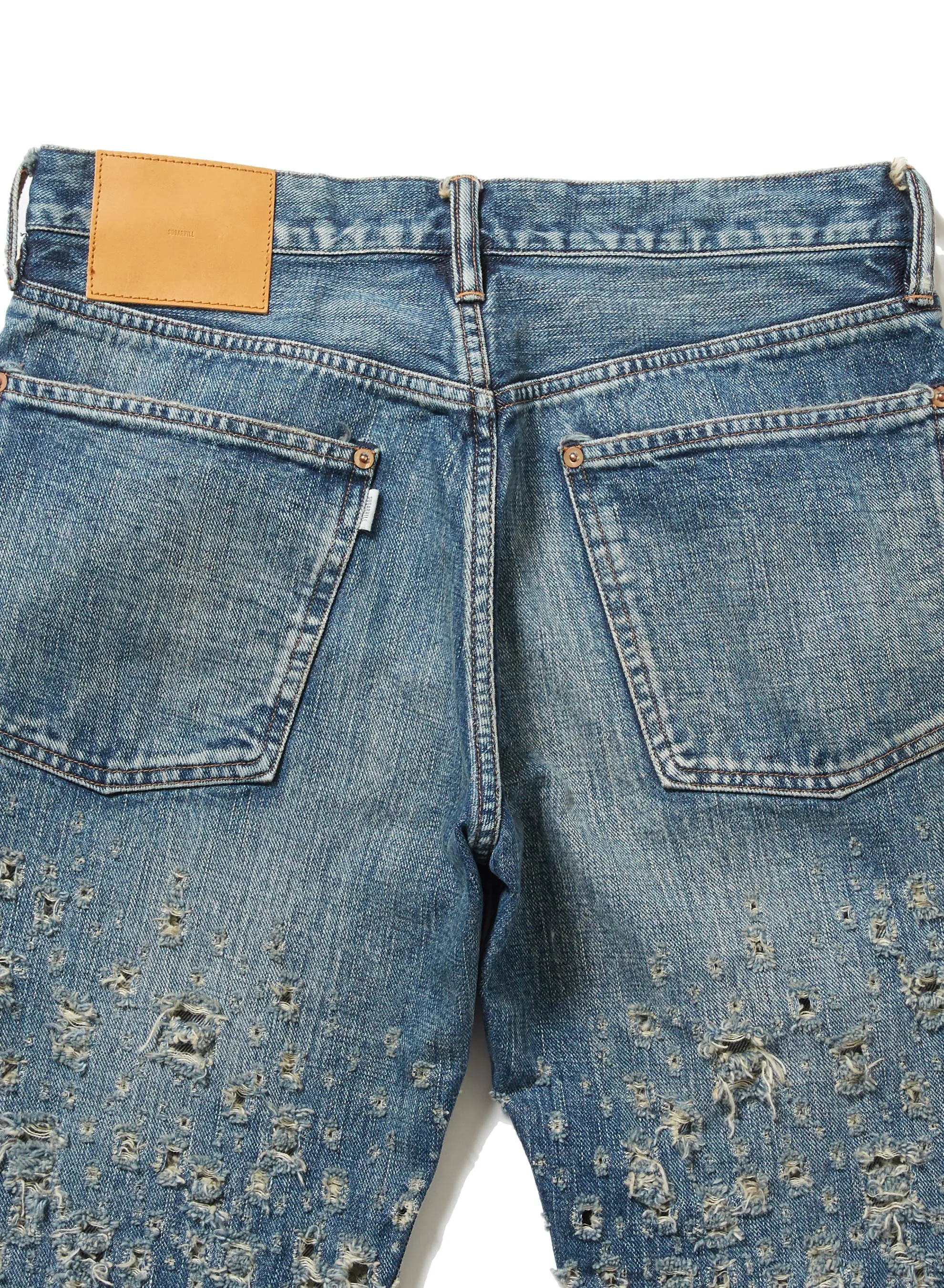 CRASHED MODERN DENIM FLARED TROUSERS sold by Sugar Hill Tokyo product image thumbnail 5