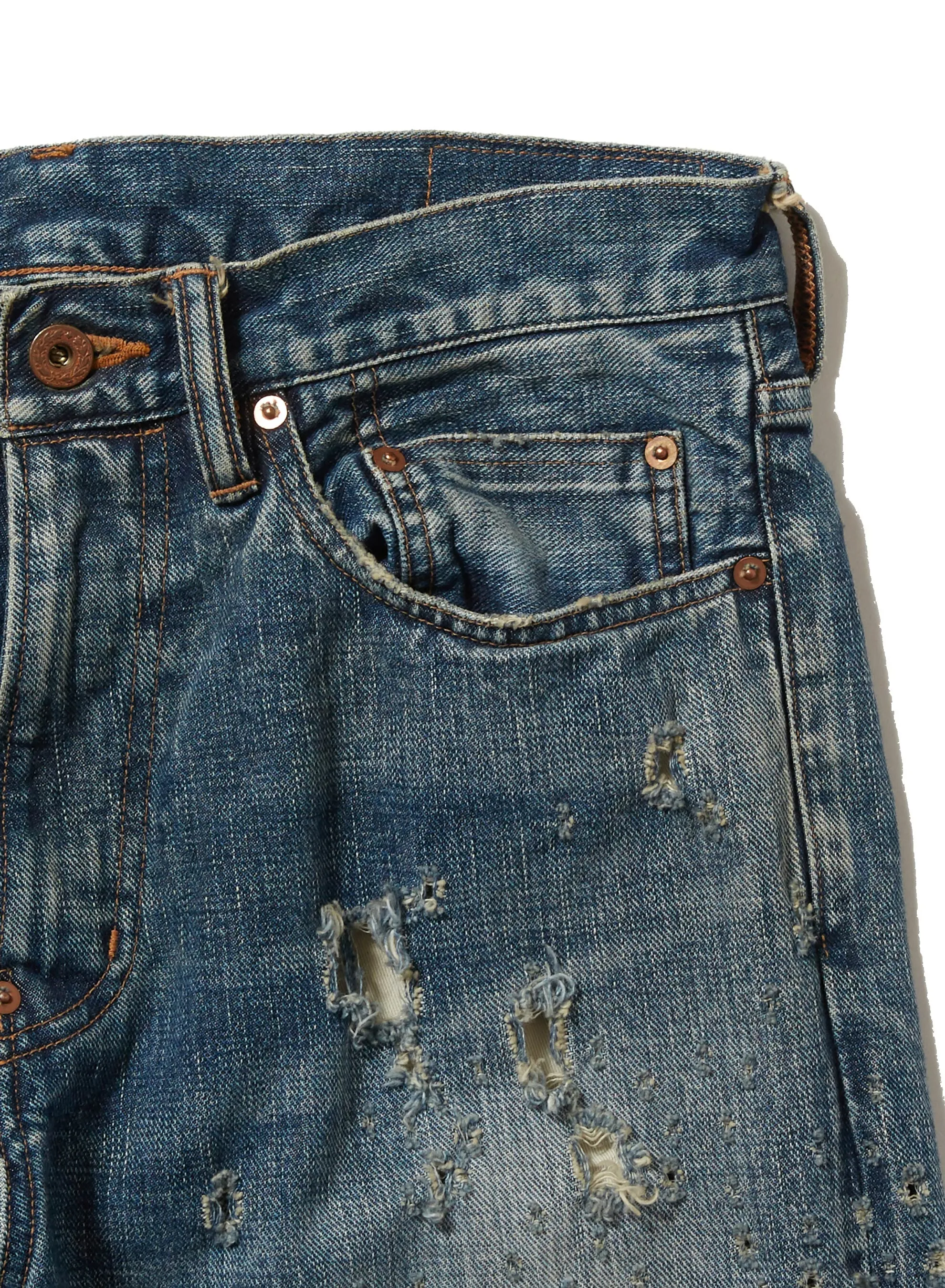 CRASHED MODERN DENIM REGULAR TROUSERS sold by Sugar Hill Tokyo product image thumbnail 4